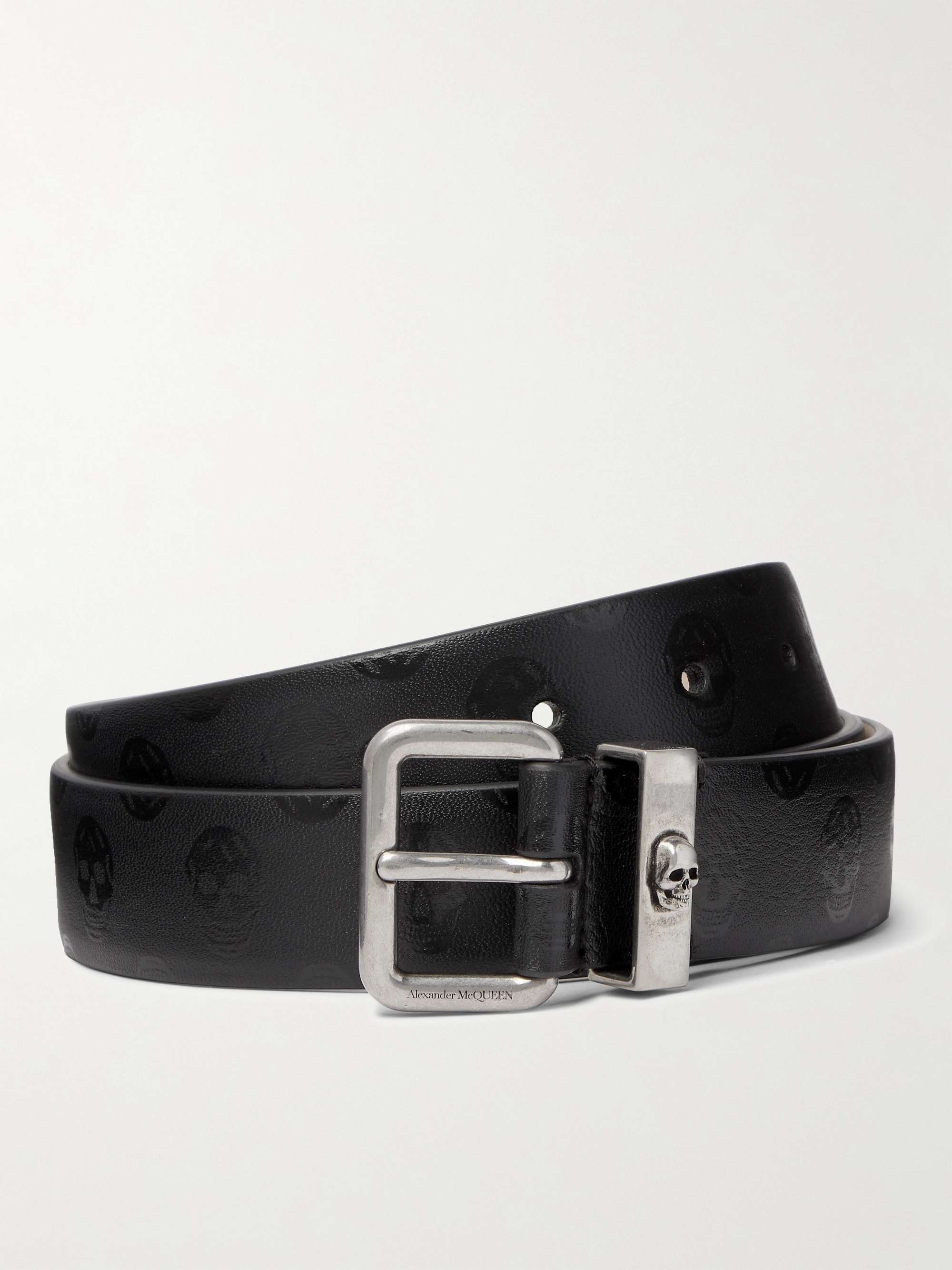 White for Men Alexander McQueen 4cm Leather Belt in Black Mens Belts Alexander McQueen Belts 