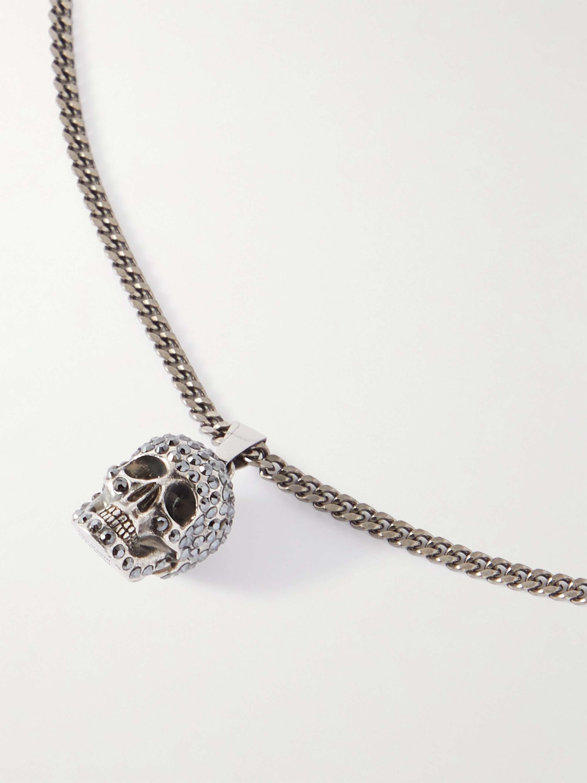 ALEXANDER MCQUEEN Skull Silver-Tone Crystal Necklace