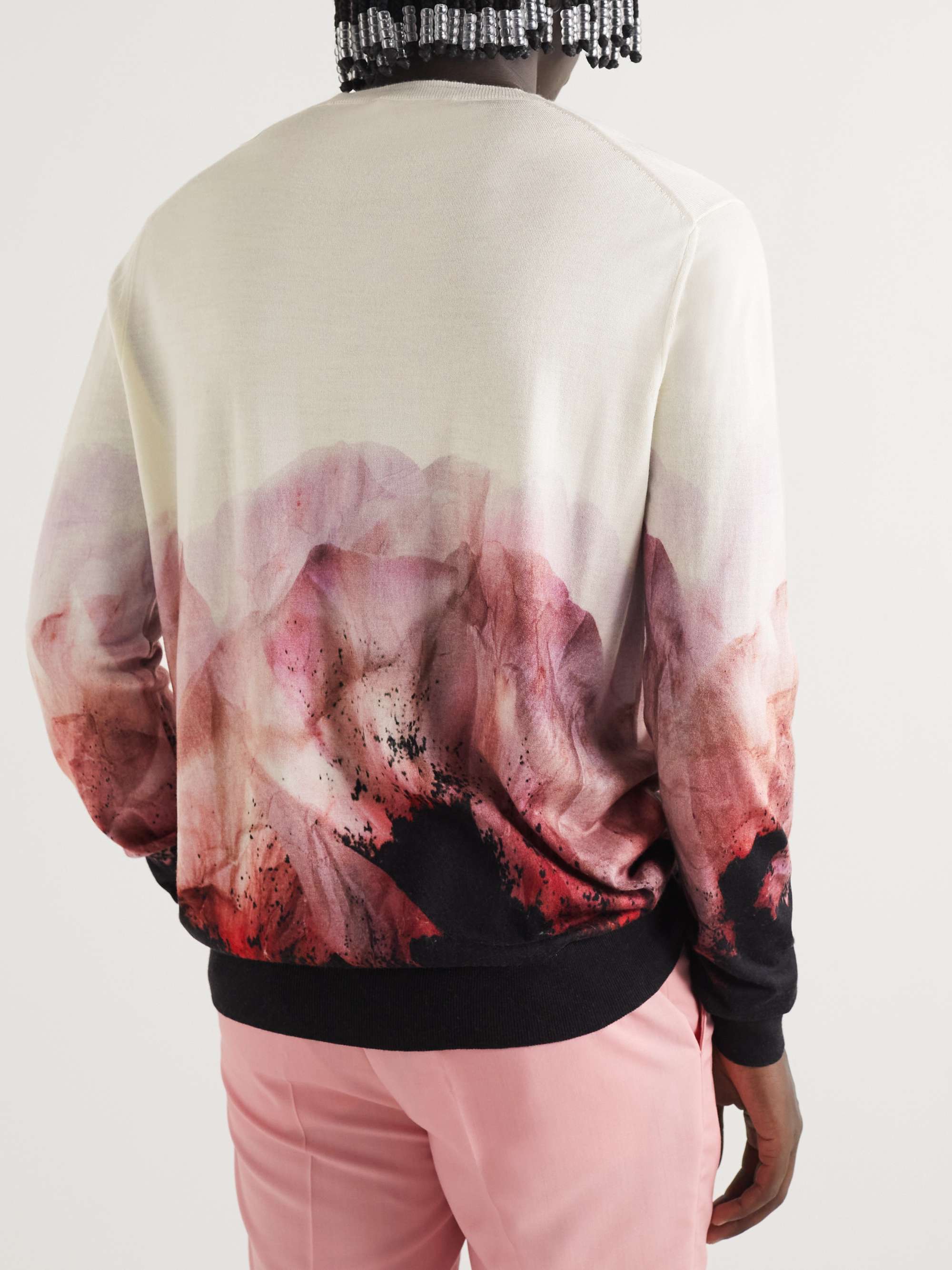 ALEXANDER MCQUEEN Floral-Print Wool and Silk-Blend Sweater