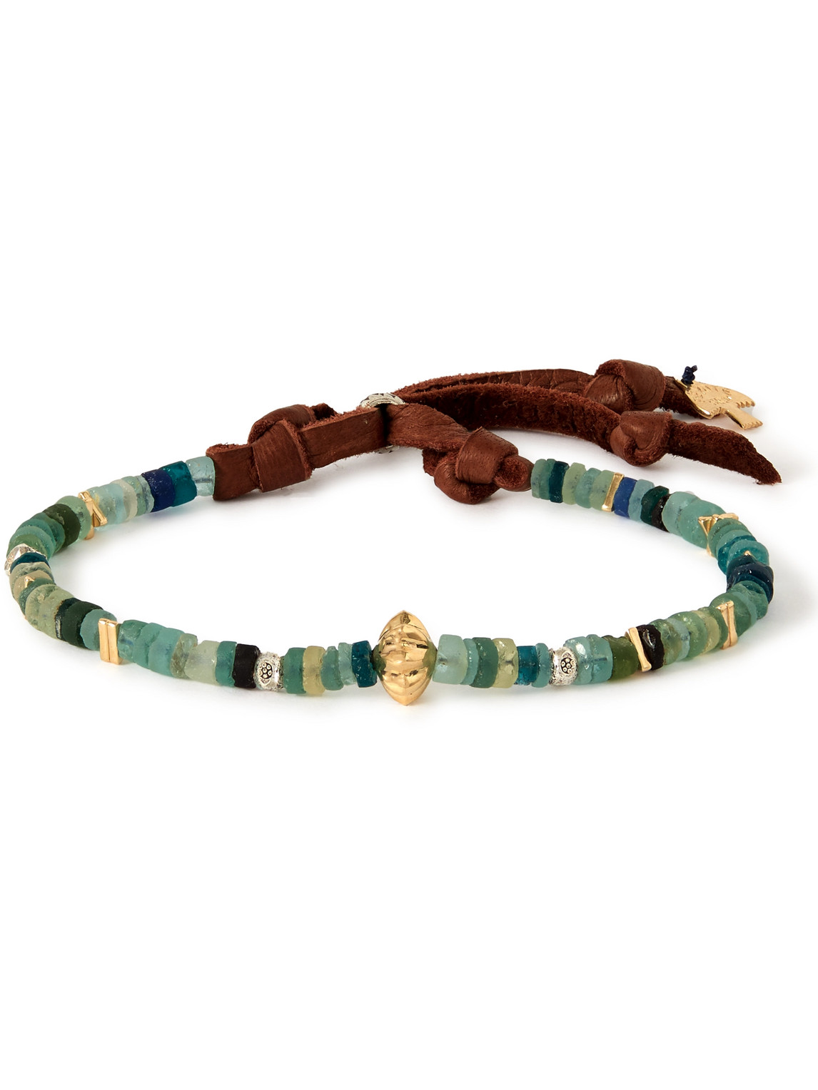 Peyote Bird Apogee Silver, Gold-filled And Leather Beaded Bracelet In Multi