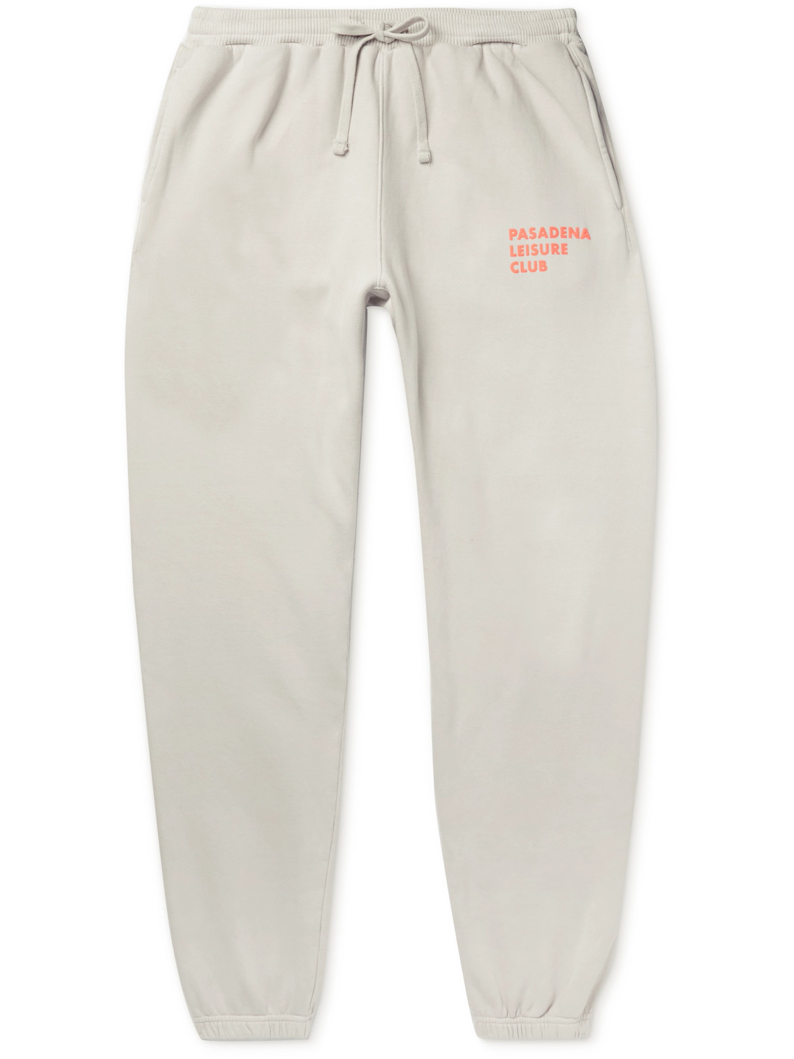 Pasadena Leisure Club Puff Tapered Logo-print Cotton-jersey Sweatpants In Neutrals