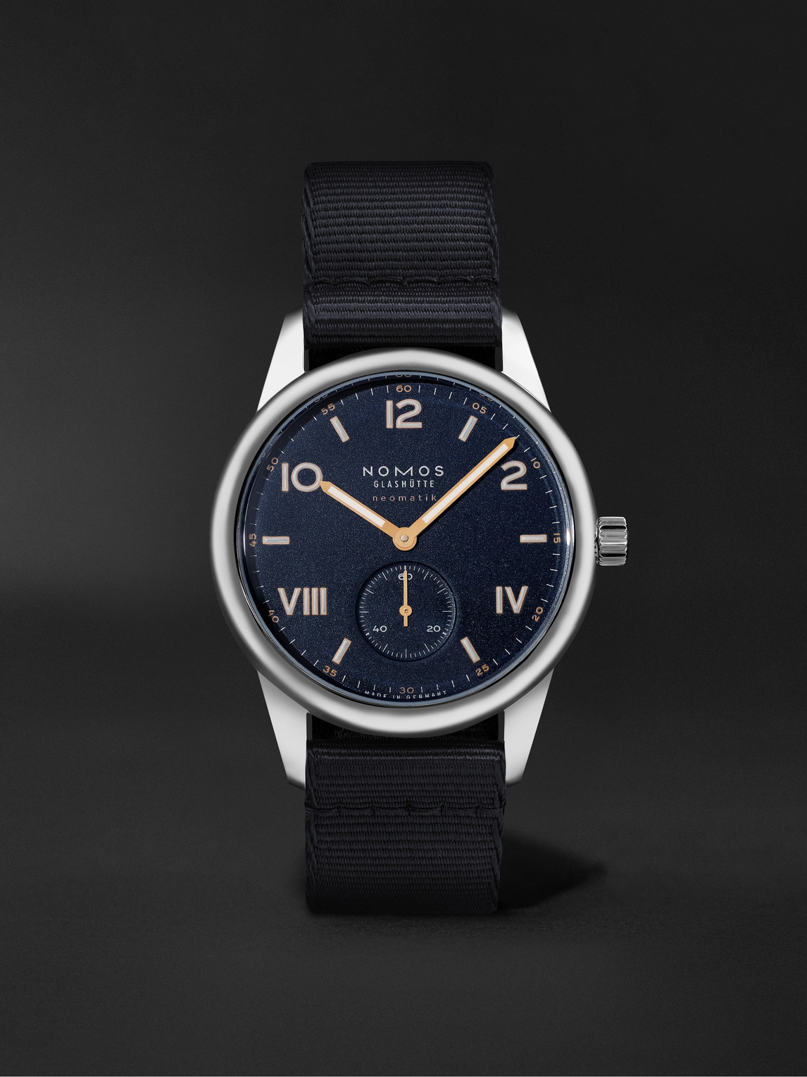 Nomos Glashütte Club Campus Neomatik Automatic 39.5mm Stainless Steel And Canvas Watch, Ref. No. 767 In Blue