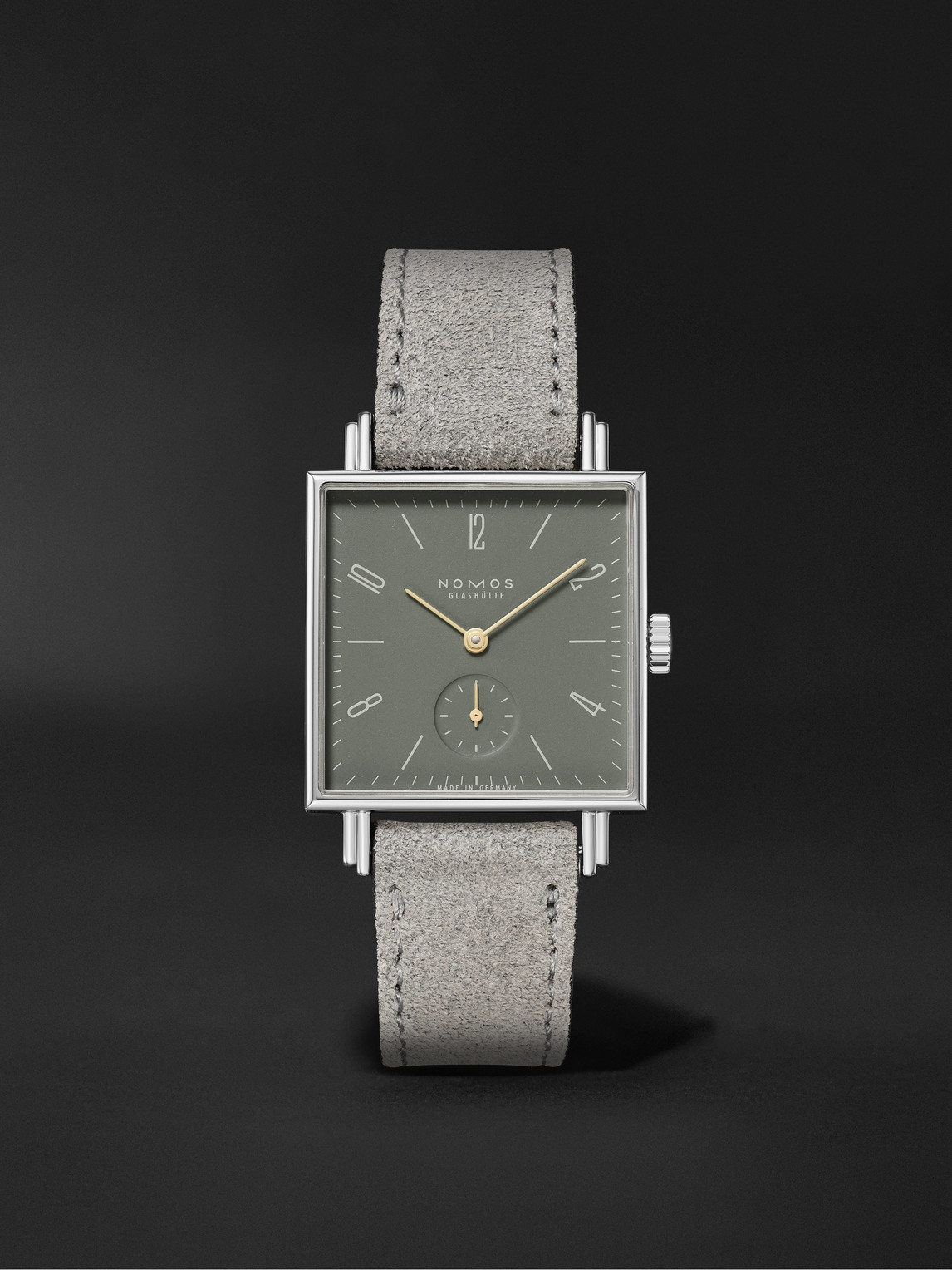 Nomos Glashütte Tetra Ode To Joy Hand-wound 29.5mm Stainless Steel And Leather Watch, Ref. No. 445 In Gray