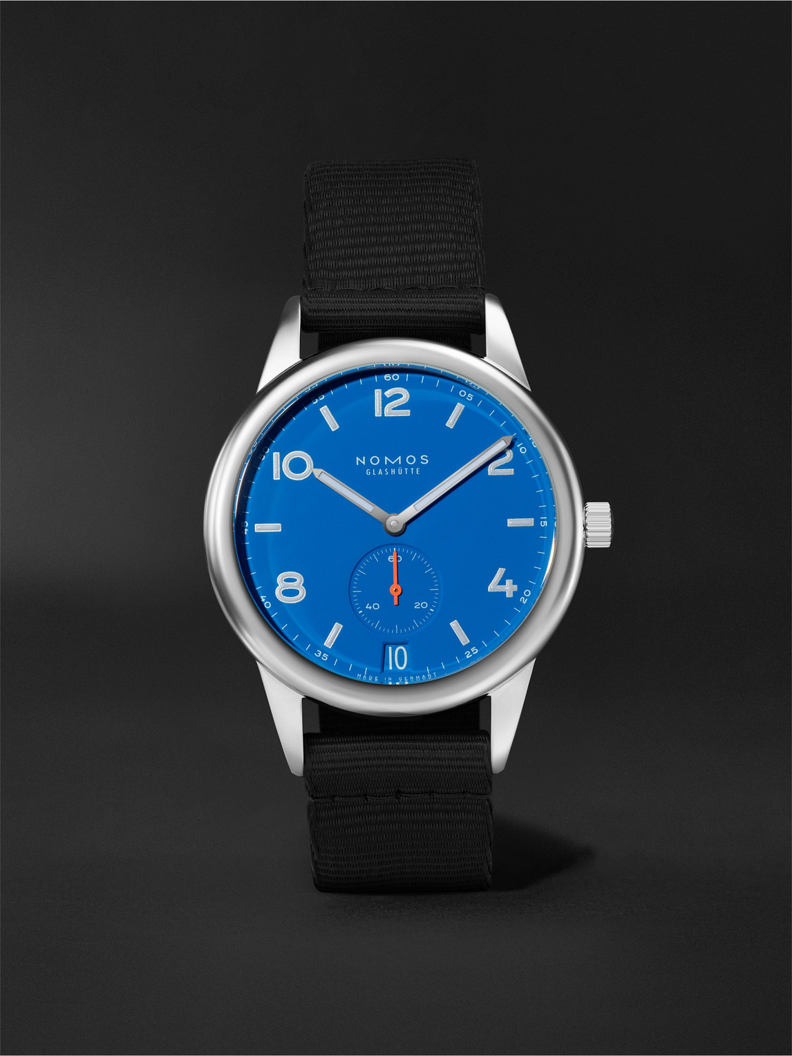Nomos Glashütte Club Automatic 41.5mm Stainless Steel And Nylon Watch, Ref. No. 777 In Blue
