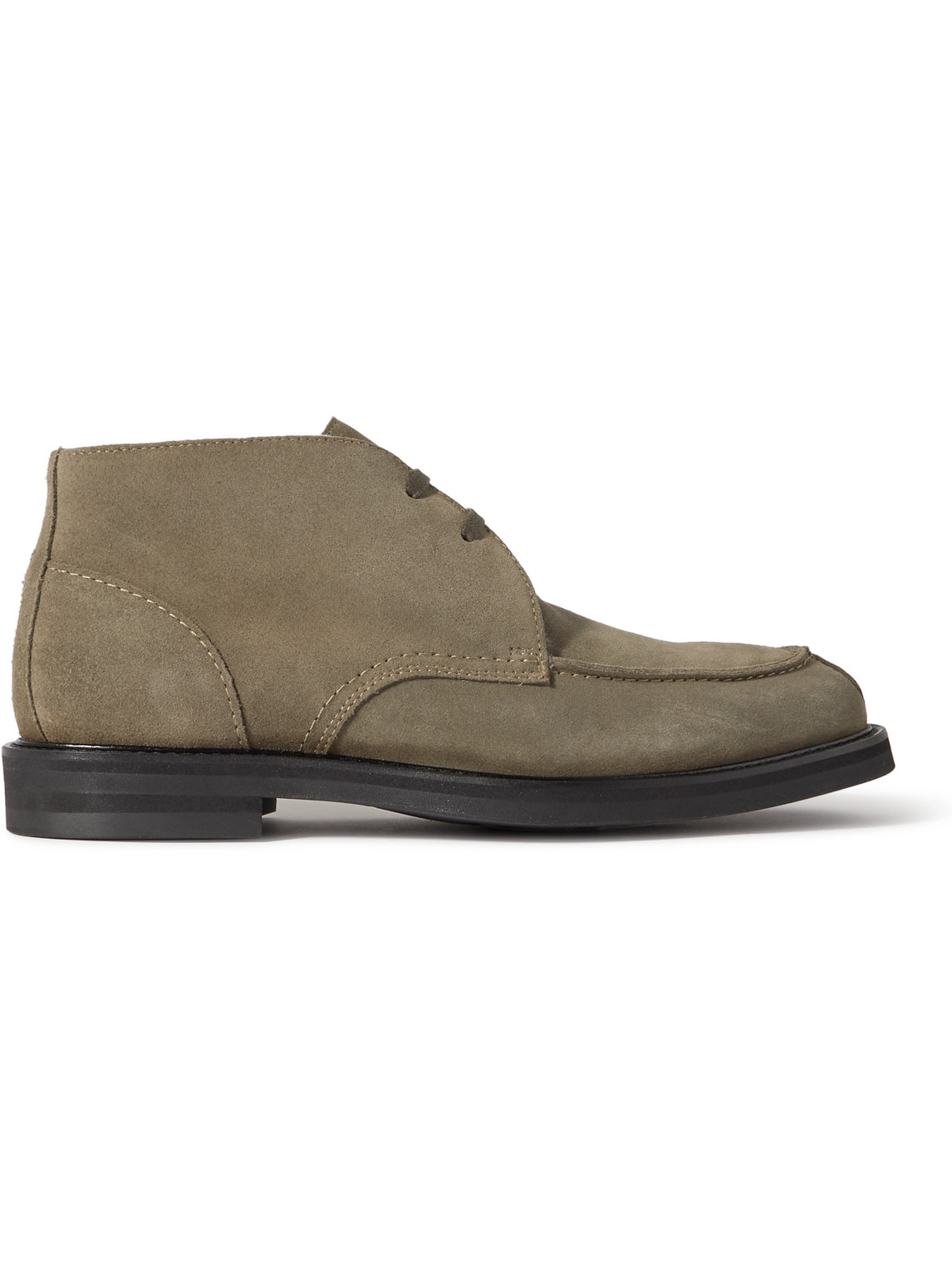 Mr P. Andrew Split-toe Shearling-lined Waxed-suede Chukka Boots In Green