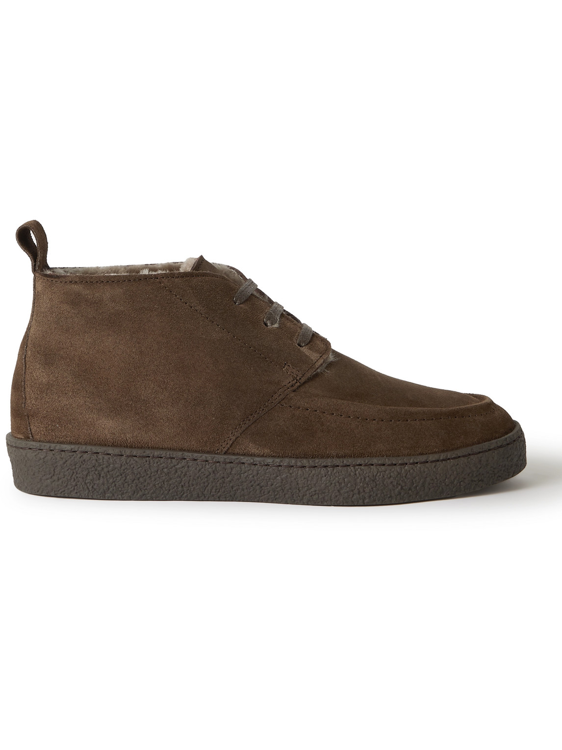 Mr P. Larry Shearling-trimmed Suede Desert Boots In Brown