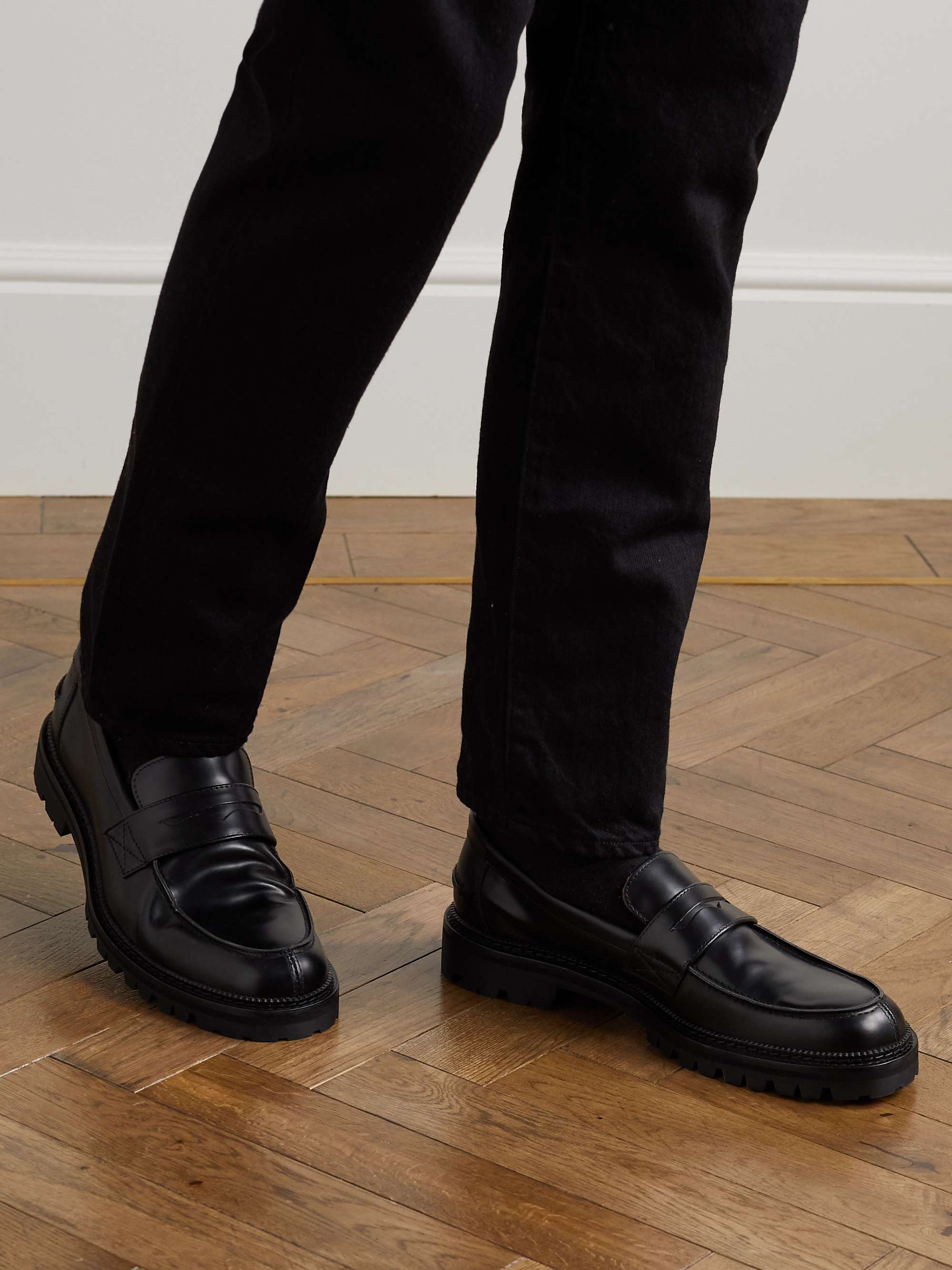 Black Jacques Leather Penny Loafers | MR P. | MR PORTER