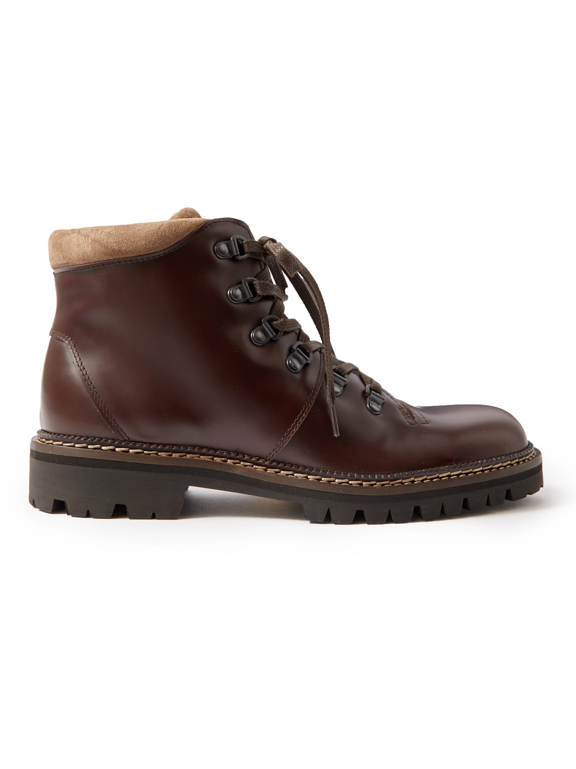 Mr P. Jacques Suede-trimmed Leather Boots In Brown
