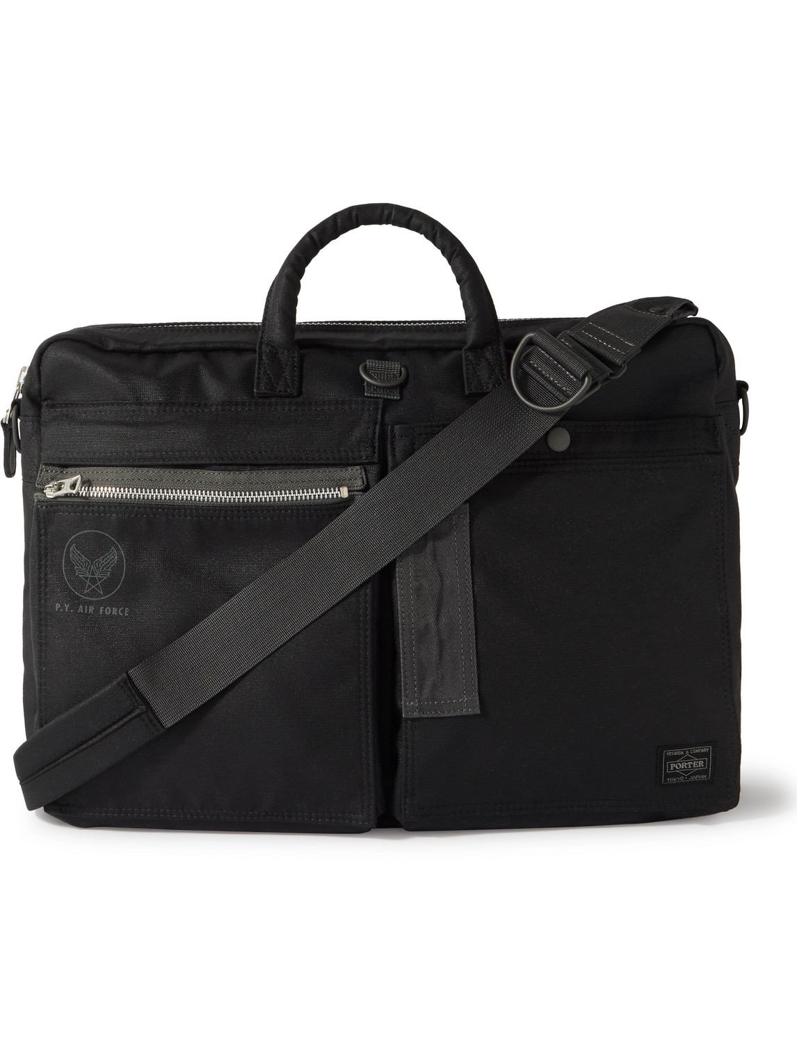 Porter, Yoshida & Co Flying Ace 2way Webbing-trimmed Nylon Briefcase In Black