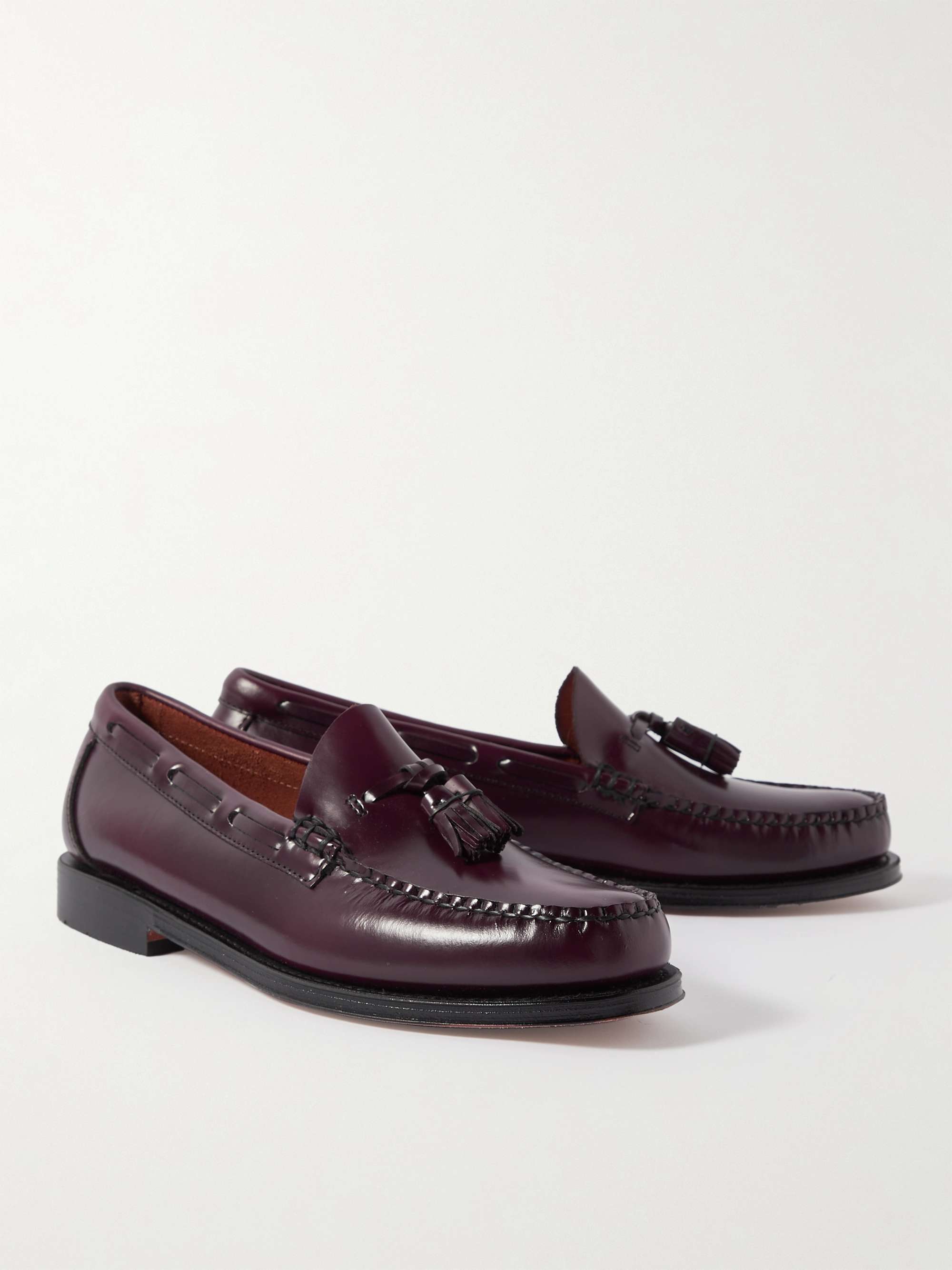 Burgundy Weejuns Heritage Larkin Glossed-Leather Tasselled Loafers | G ...