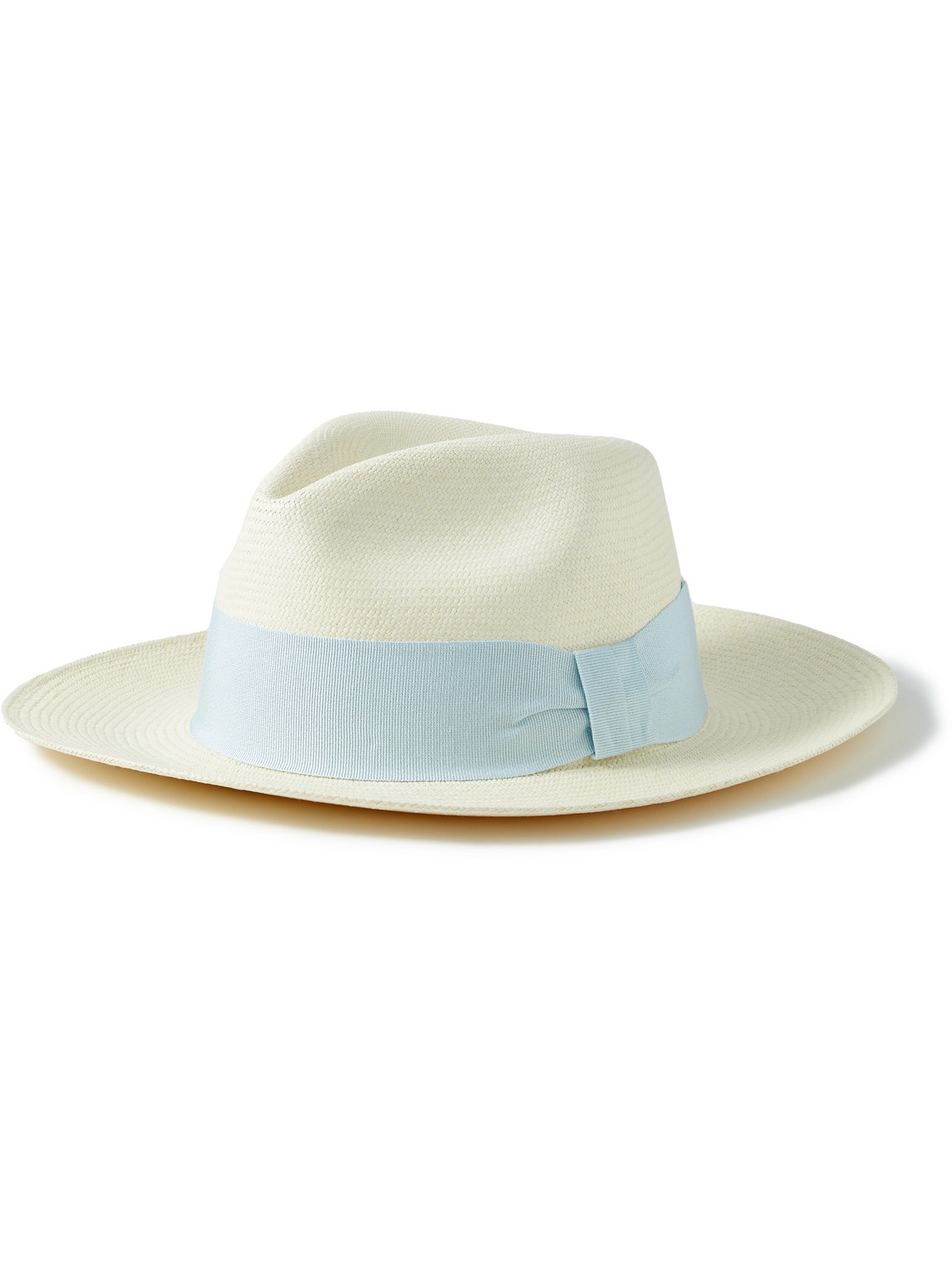 Frescobol Carioca Rafael Grosgrain-trimmed Straw Panama Hat In Blue