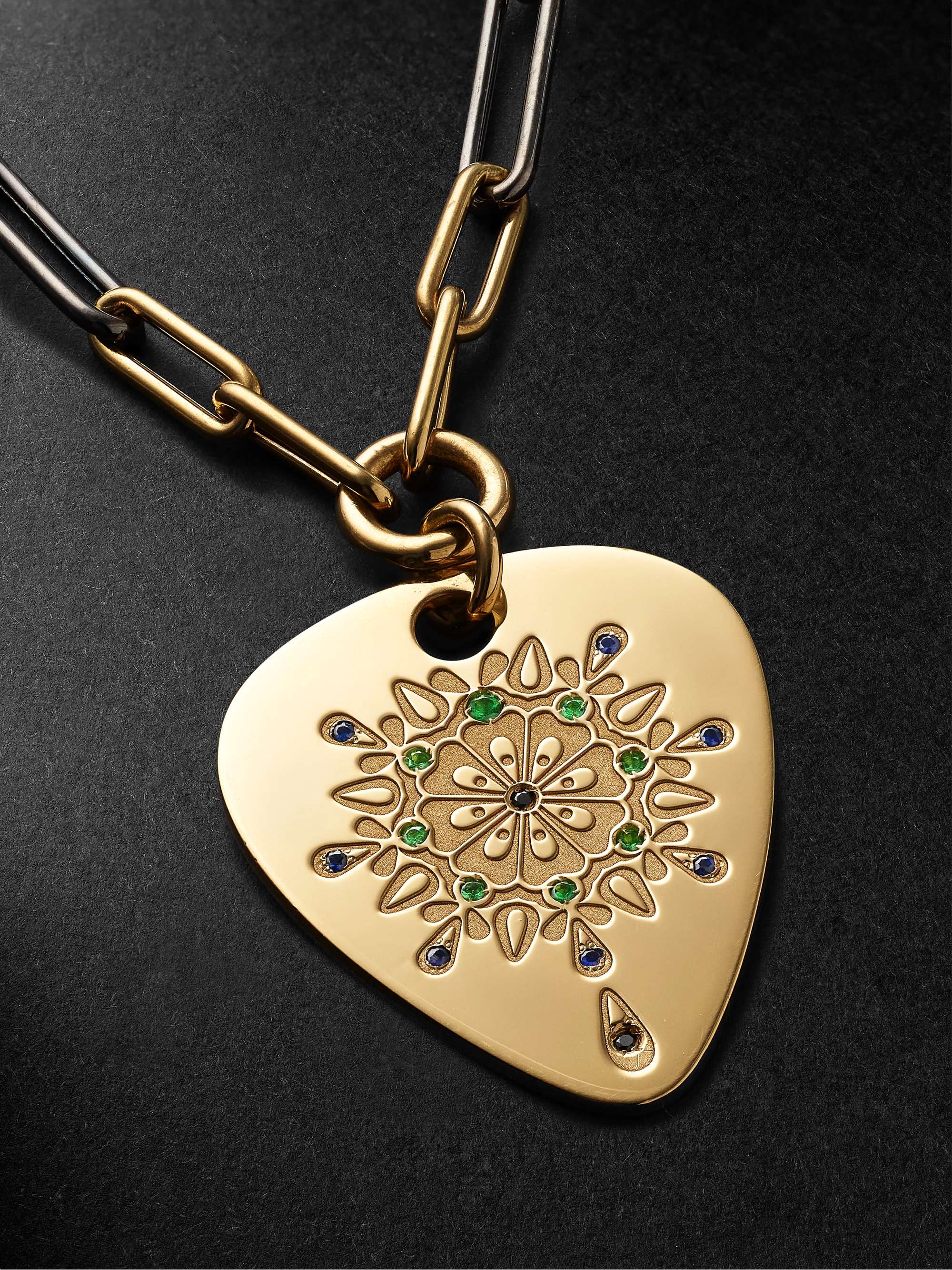 JENNY DEE JEWELRY Psychedelia Strength Mandalic 18-Karat Gold, Sapphire and Diamond Pendant Necklace
