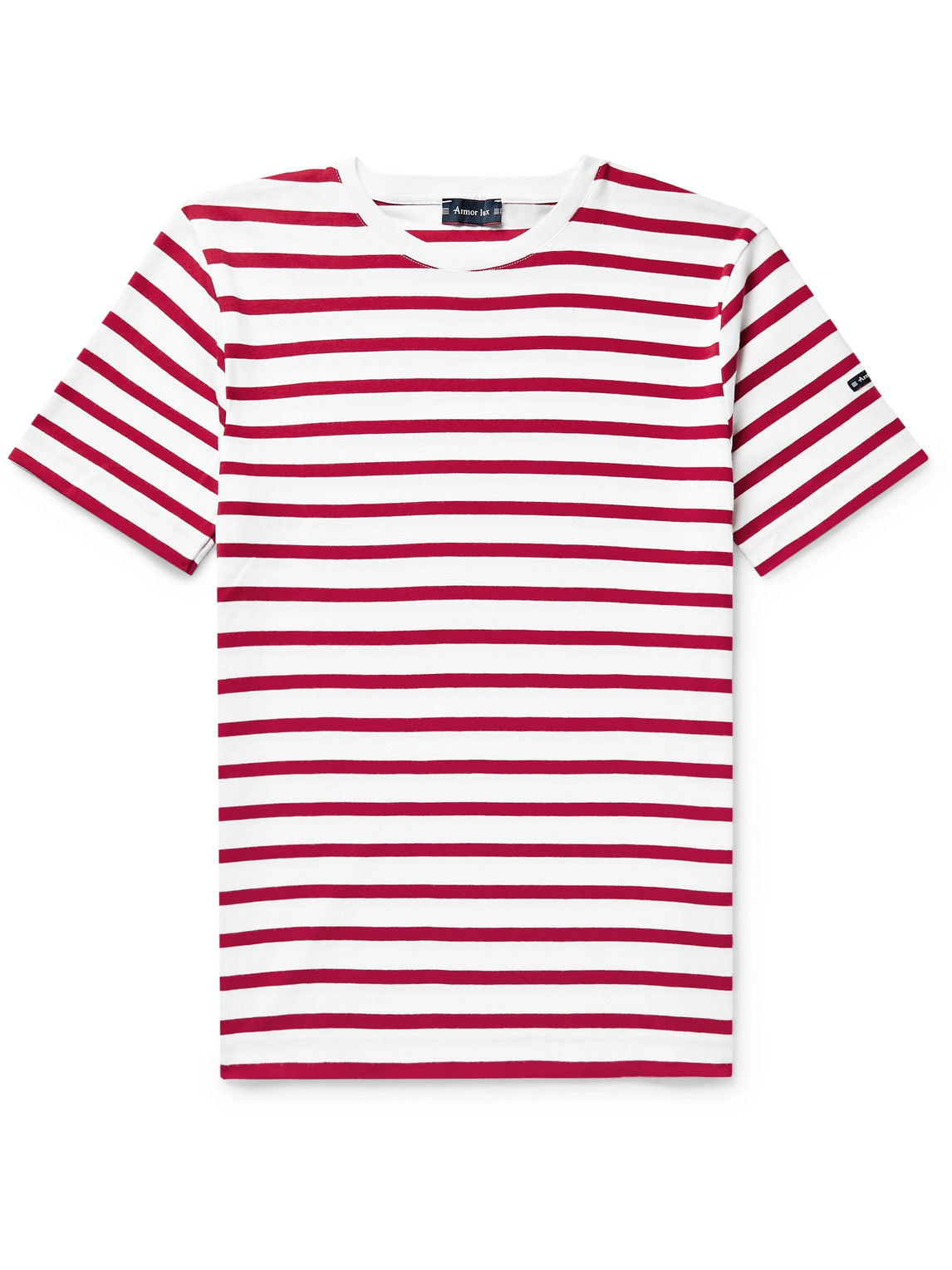 Armor-lux Slim-fit Striped Cotton-jersey T-shirt In Red