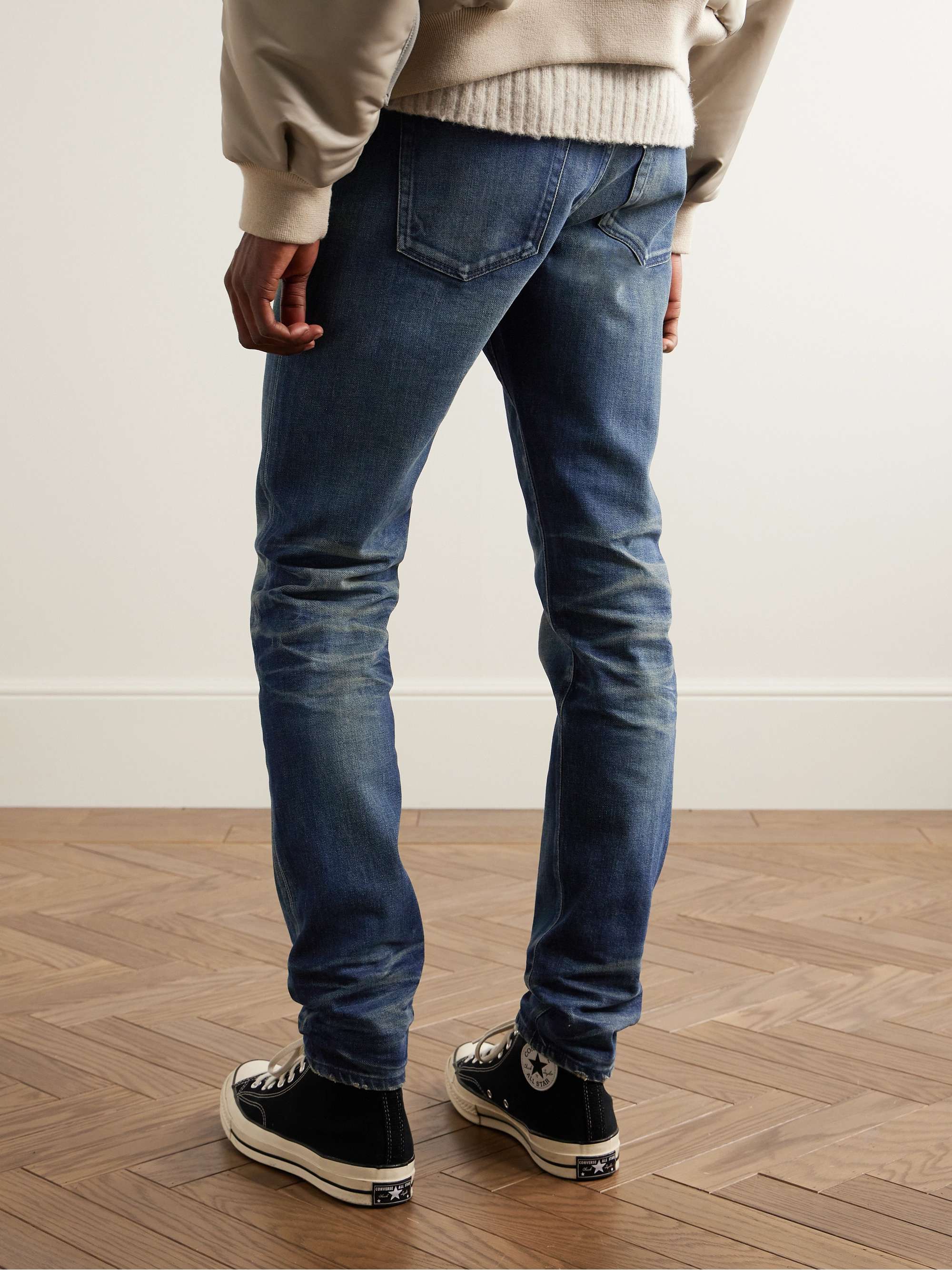 JOHN ELLIOTT The Cast 2 Distressed Stretch-Denim Straight-Leg Jeans