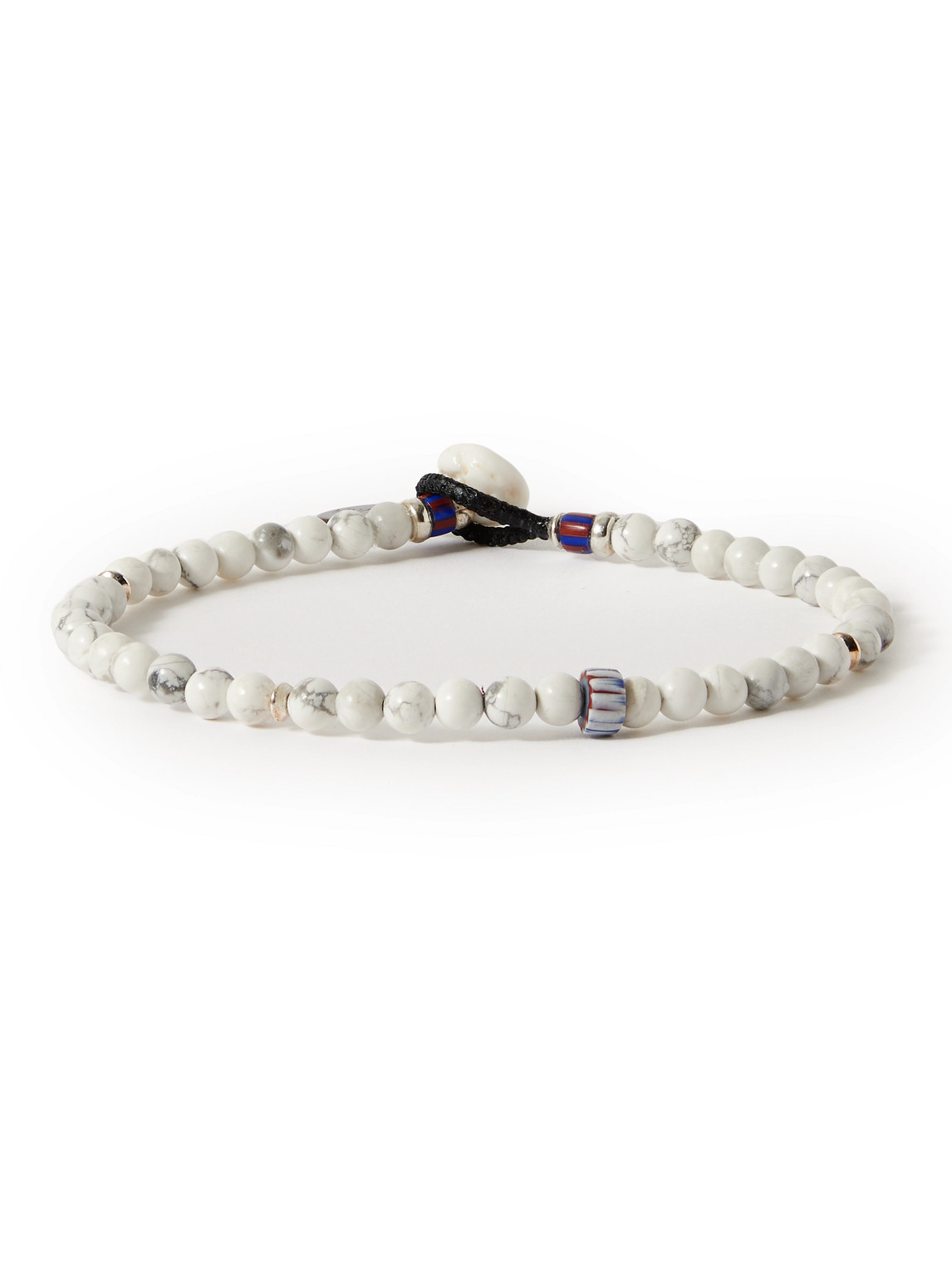 Mikia Silver, Multi-stone And Cord Beaded Bracelet In Gray