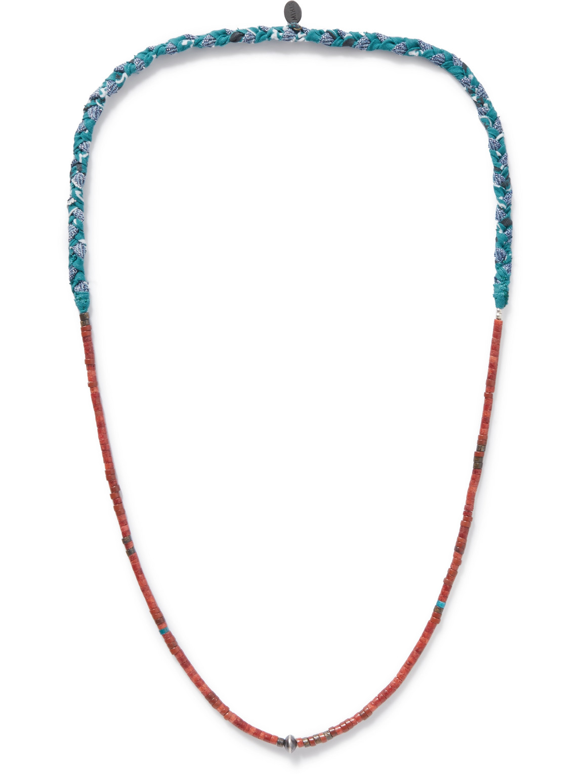 Mikia Bandana Cotton, Silver And Multi-stone Beaded Necklace