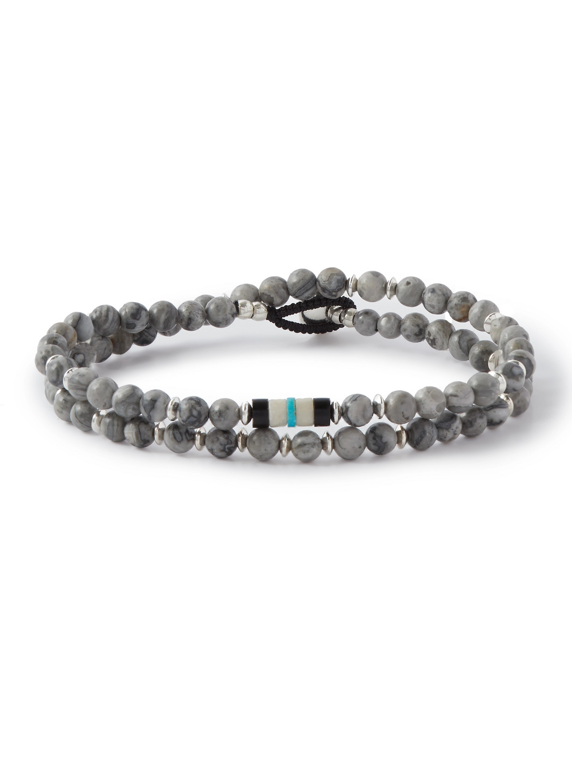 Mikia Multi-stone And Silver Beaded Bracelet In Gray