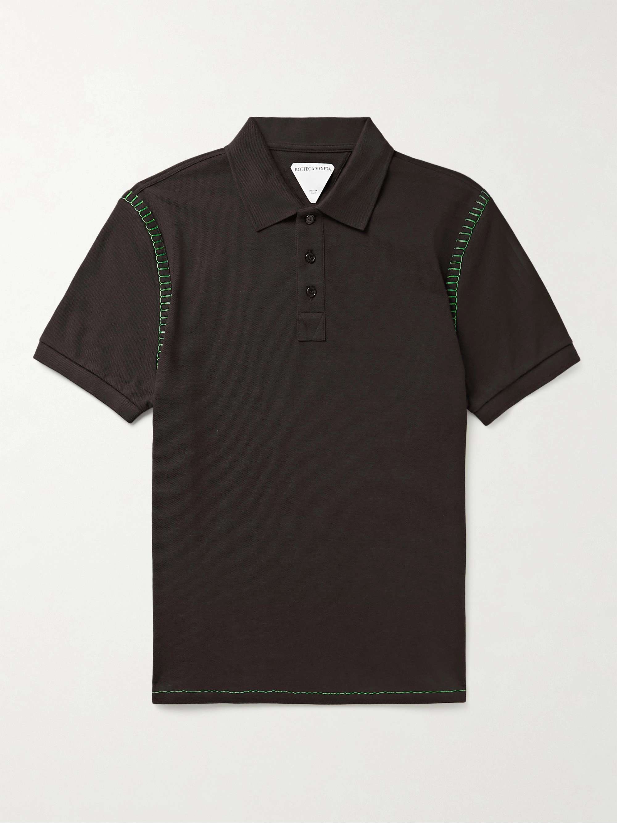 BOTTEGA VENETA Embroidered Cotton-Piqué Polo Shirt
