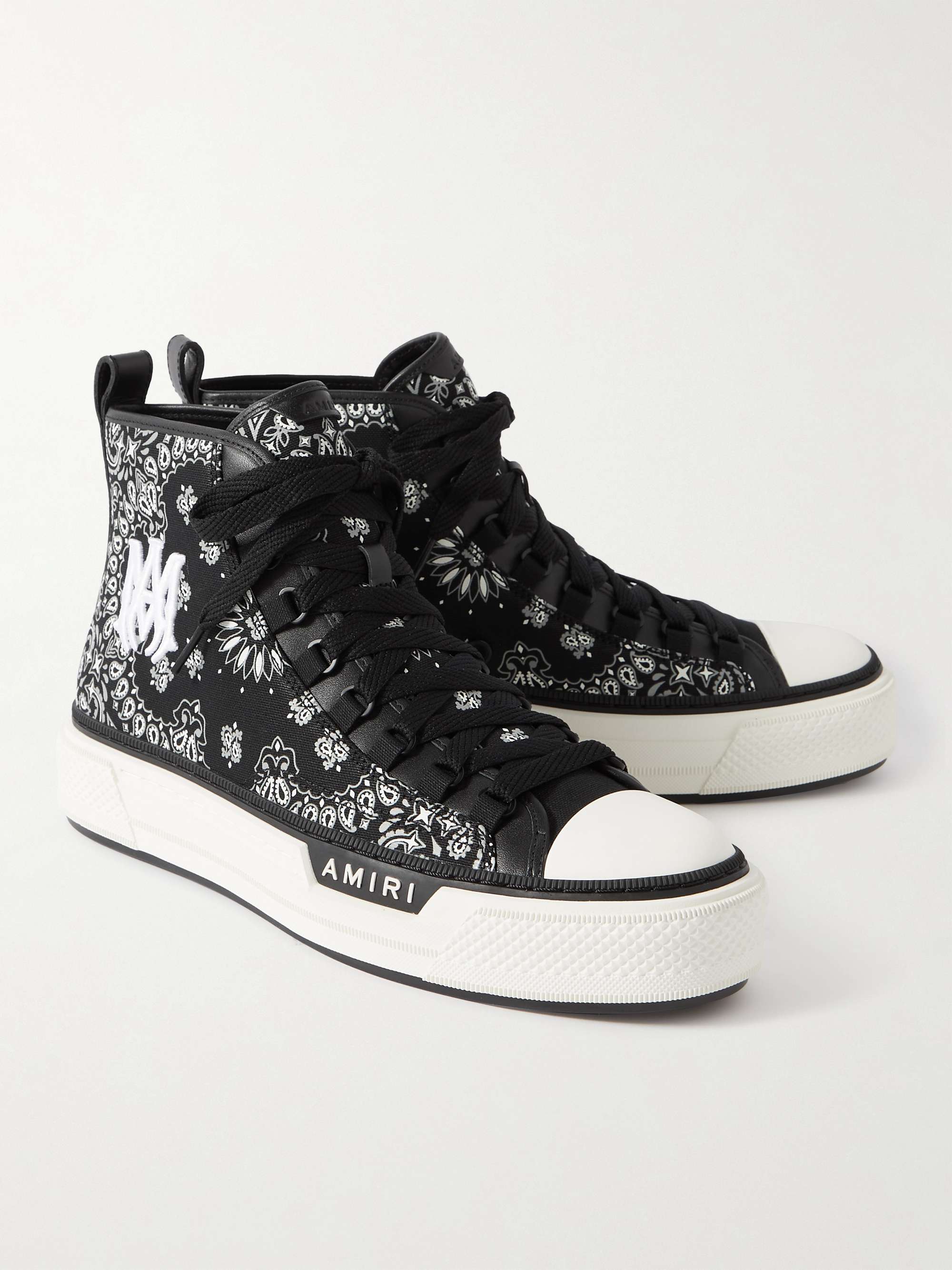 AMIRI Leather-Trimmed Paisley-Print Canvas High-Top Sneakers