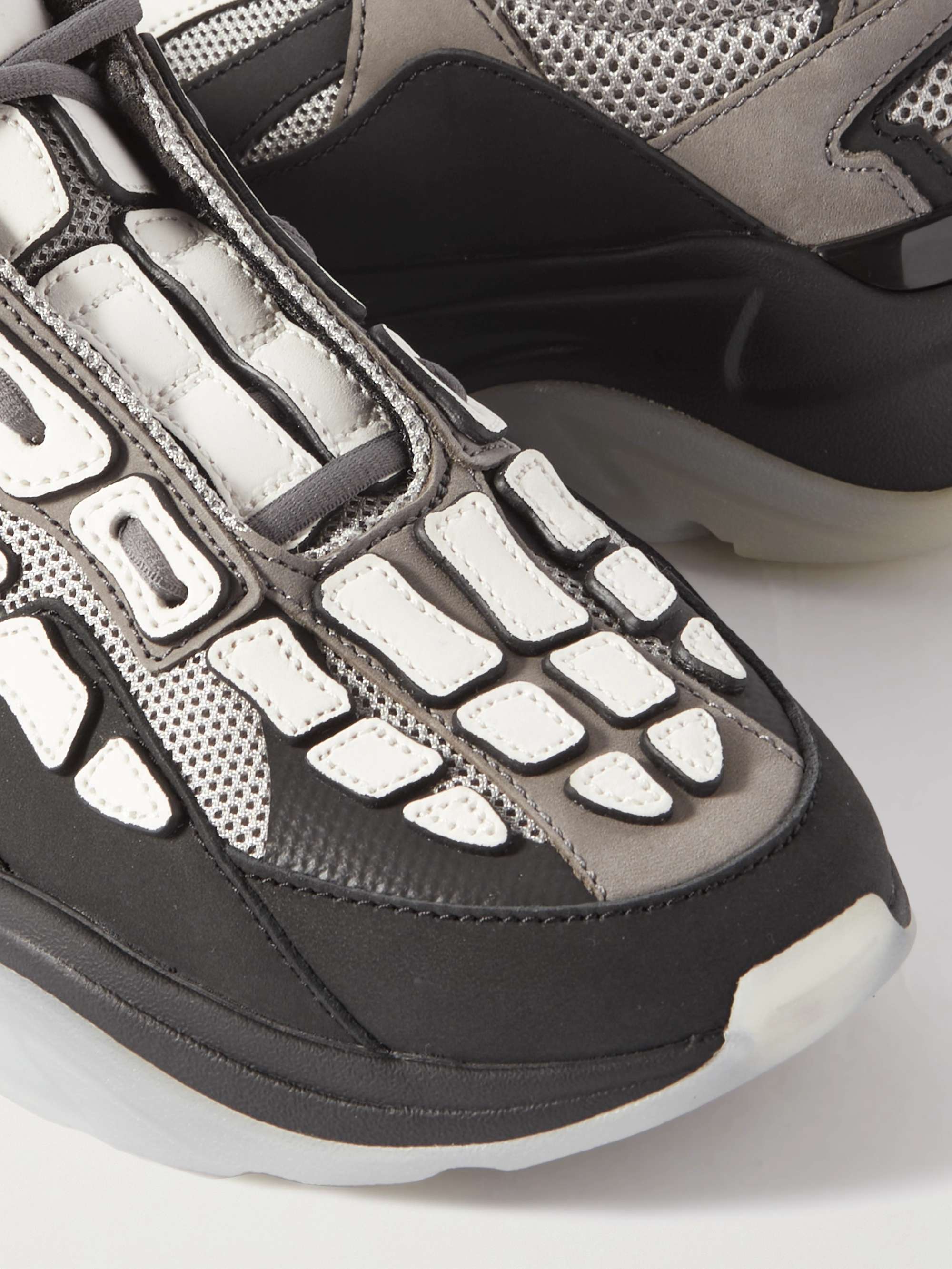 AMIRI Bone Runner Leather, Mesh and Suede Sneakers