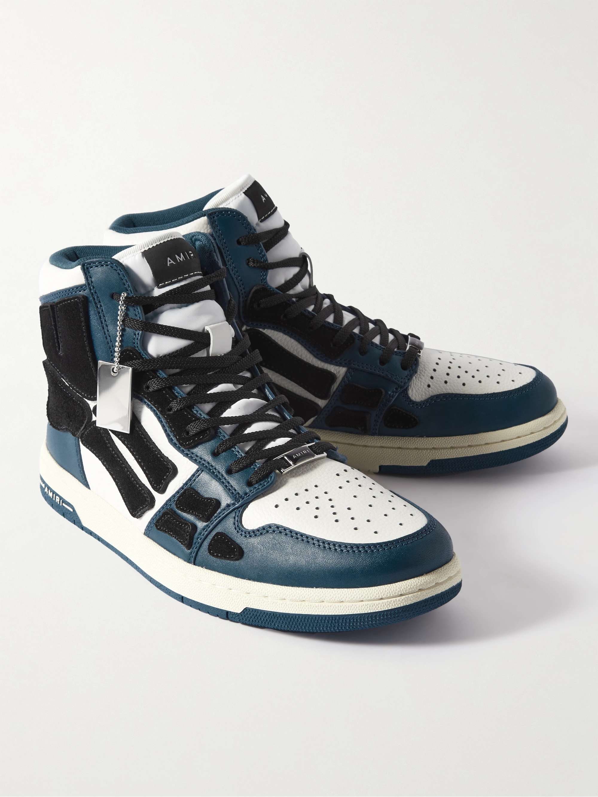 AMIRI Skel-Top Colour-Block Leather and Suede High-Top Sneakers