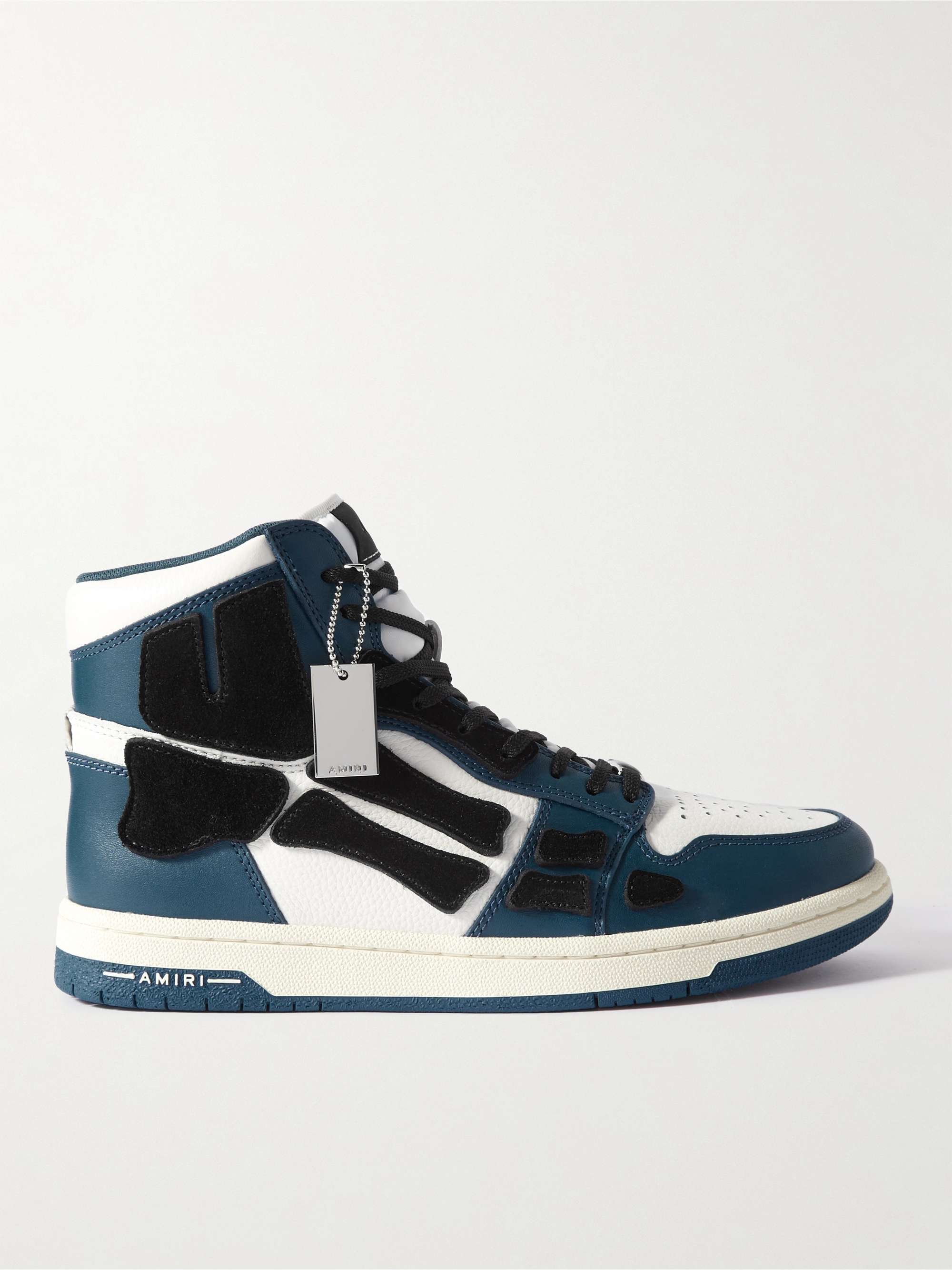 AMIRI Skel-Top Colour-Block Leather and Suede High-Top Sneakers