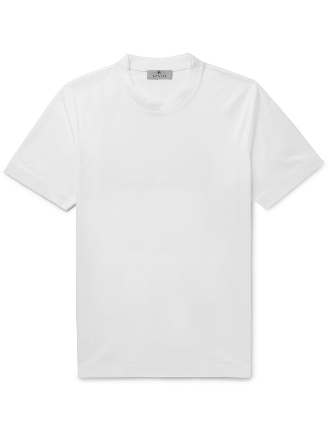 Canali Slim-fit Mercerised Cotton-jersey T-shirt In White