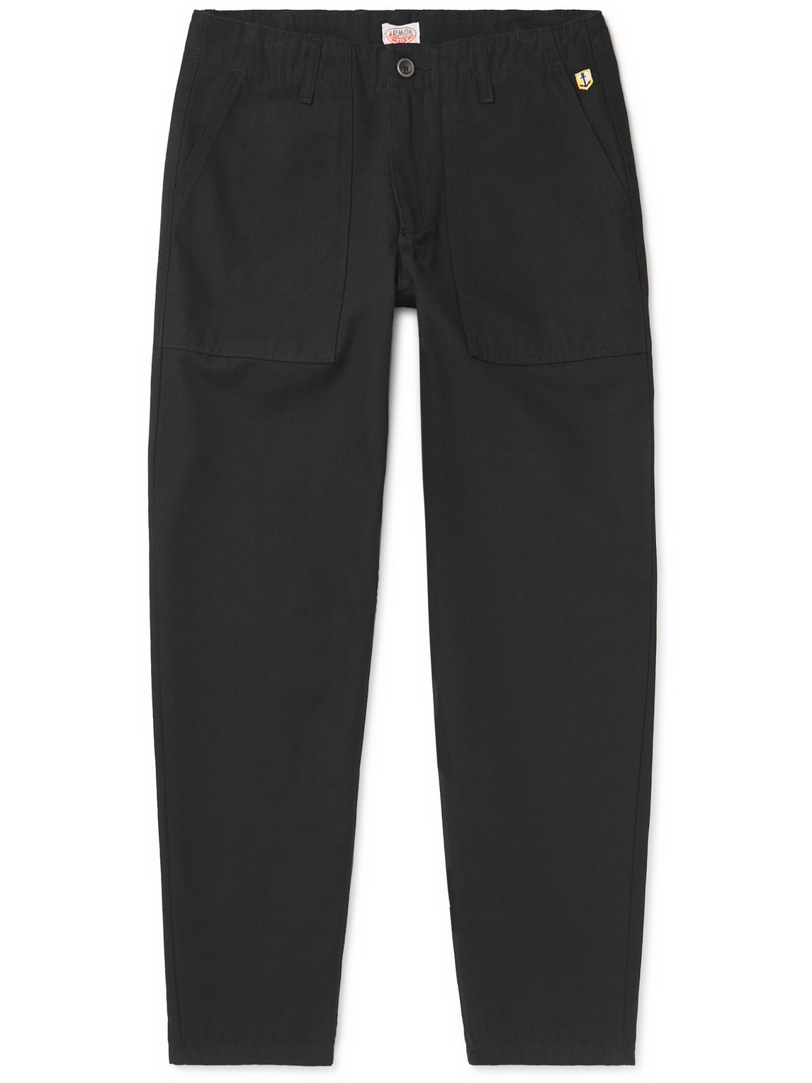 Armor-lux Tapered Cotton-canvas Trousers In Black