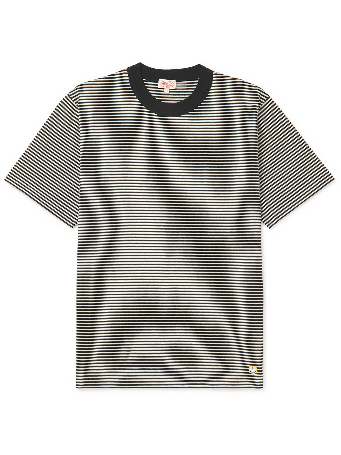 Armor-lux Striped Cotton-jersey T-shirt In Black