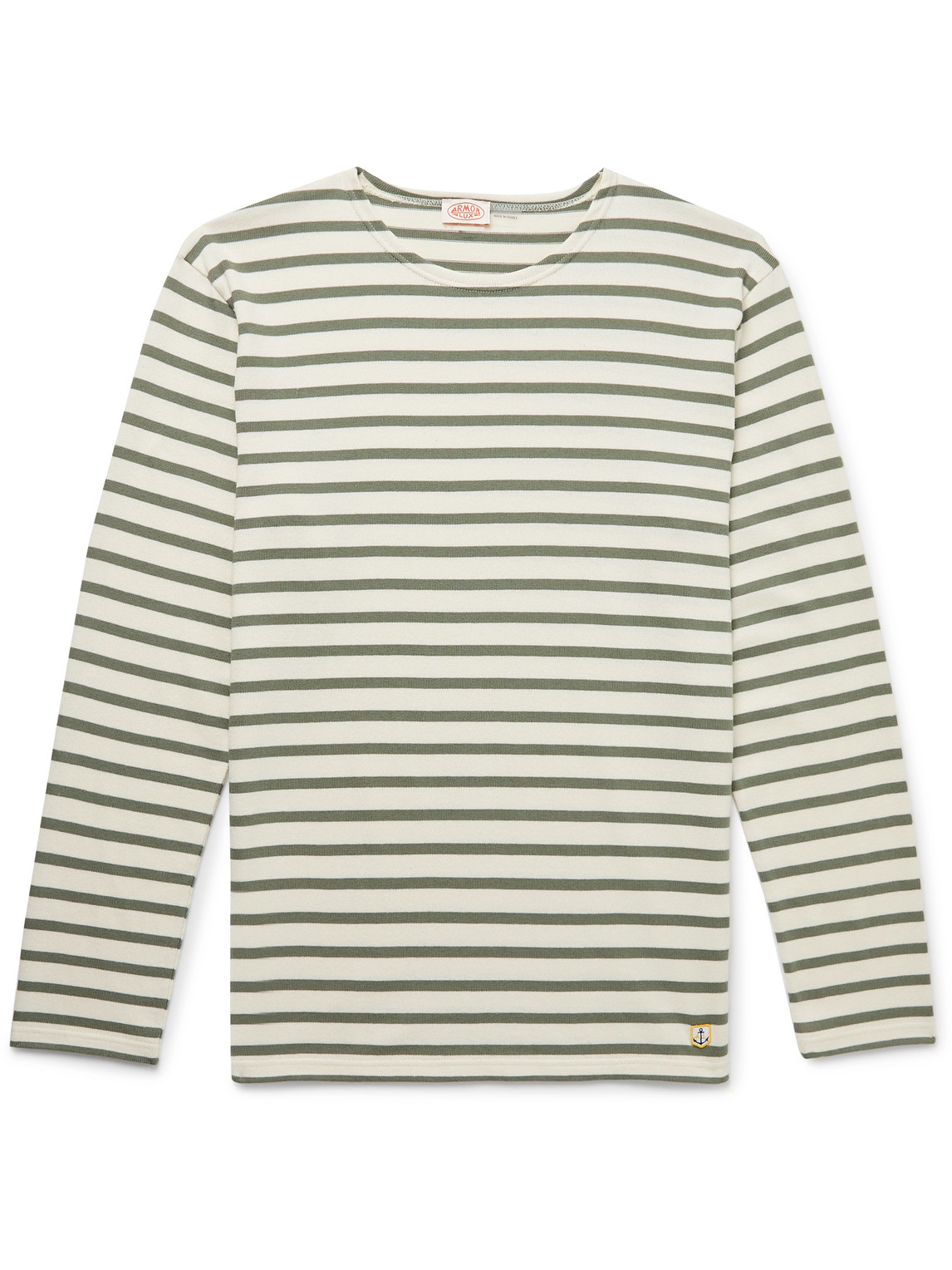 Armor-lux Striped Cotton-jersey T-shirt In Green