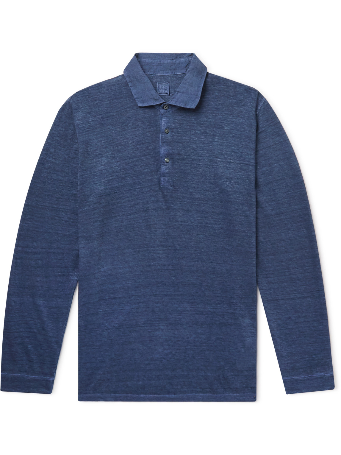 120% Linen Polo Shirt In Blue