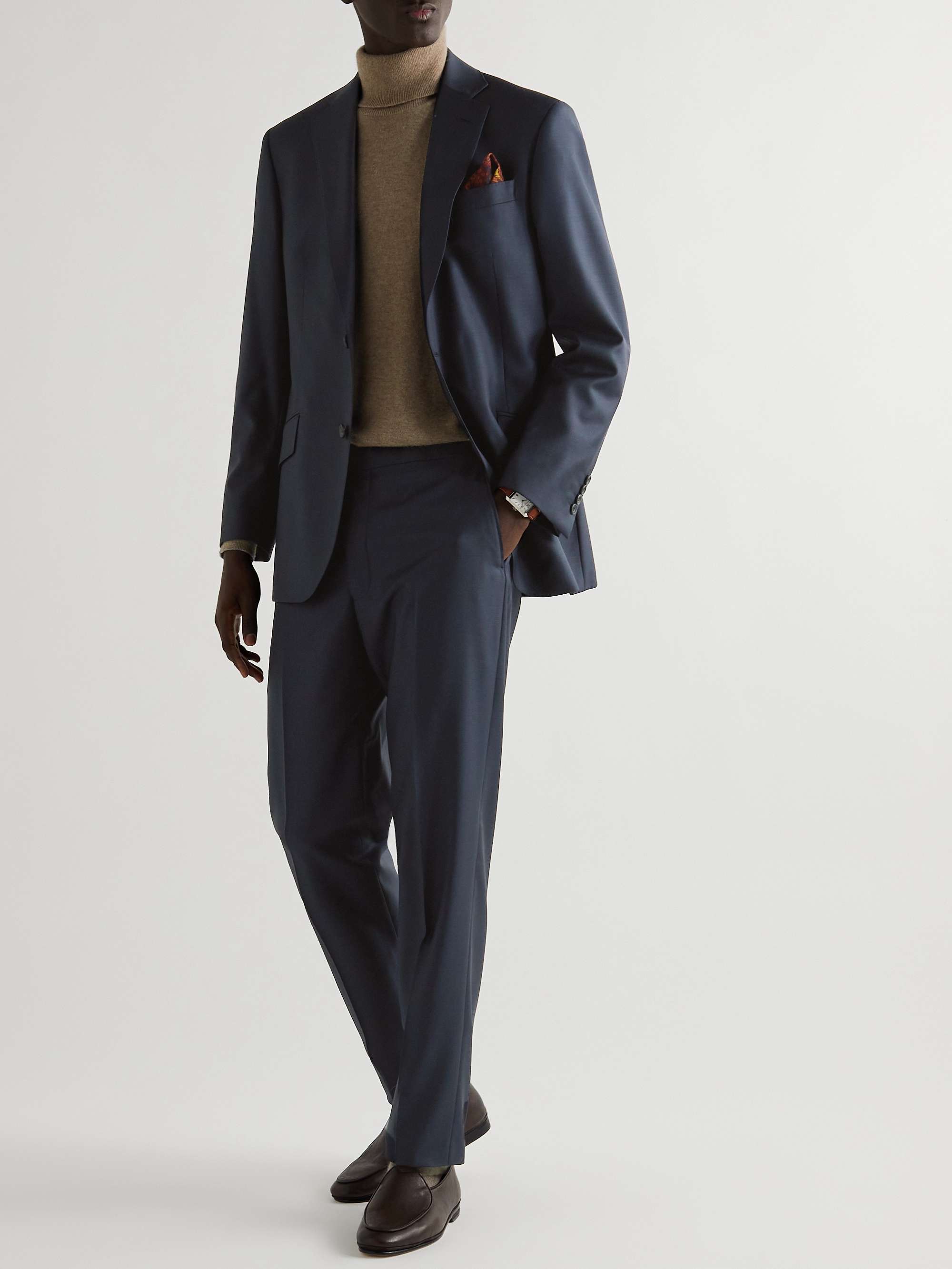 RICHARD JAMES Tapered Sharkskin Wool Suit Trousers