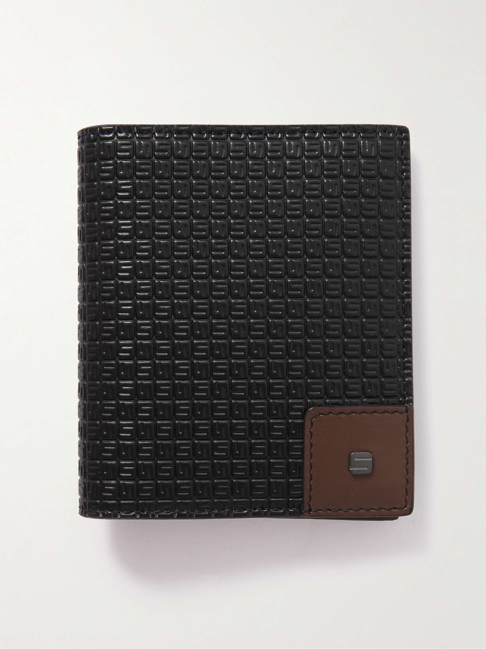 SERAPIAN Leather-Trimmed Logo-Embossed Coated-Canvas Cardholder