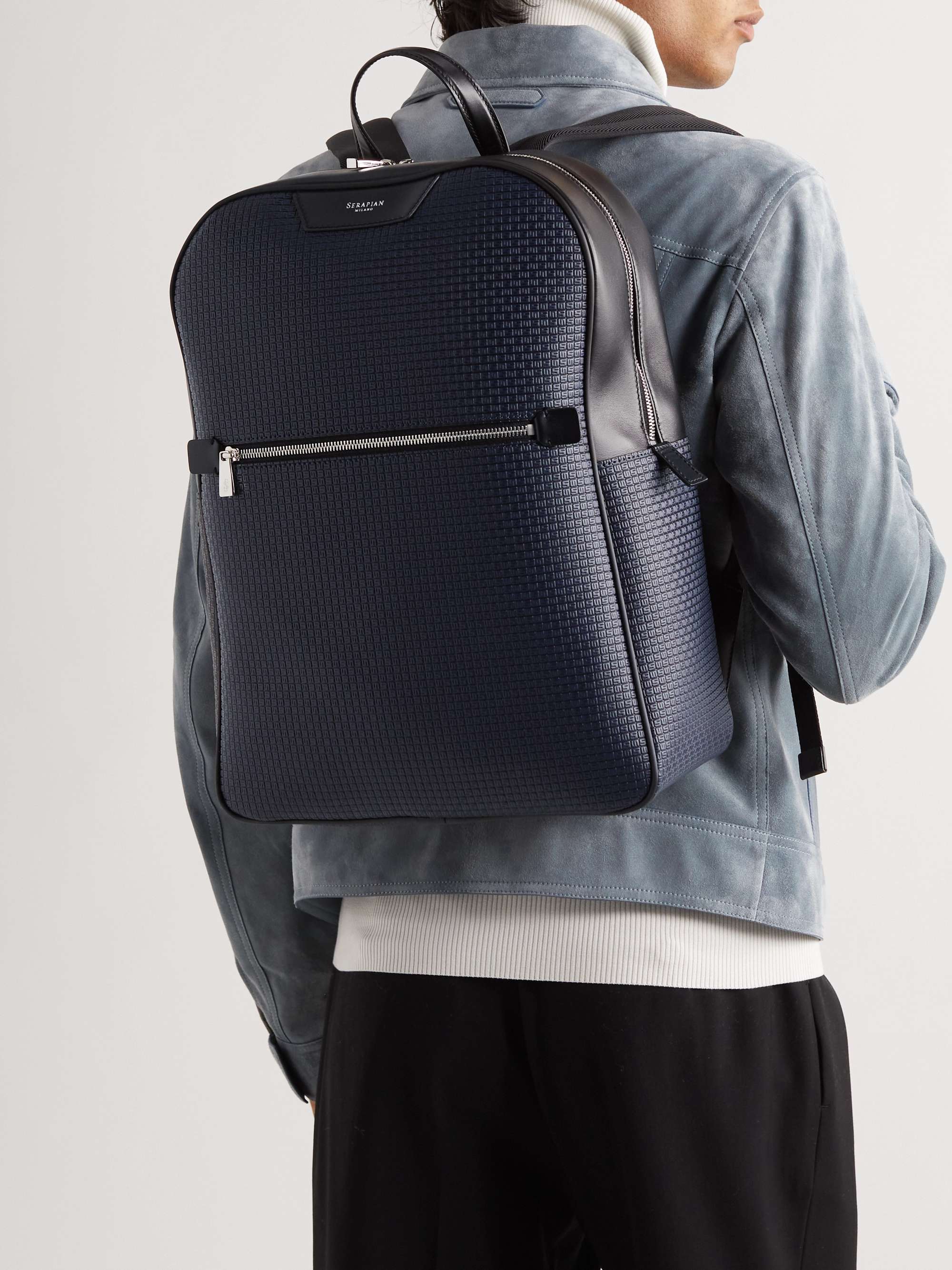 SERAPIAN Mesh-Trimmed Leather and Stepan Backpack
