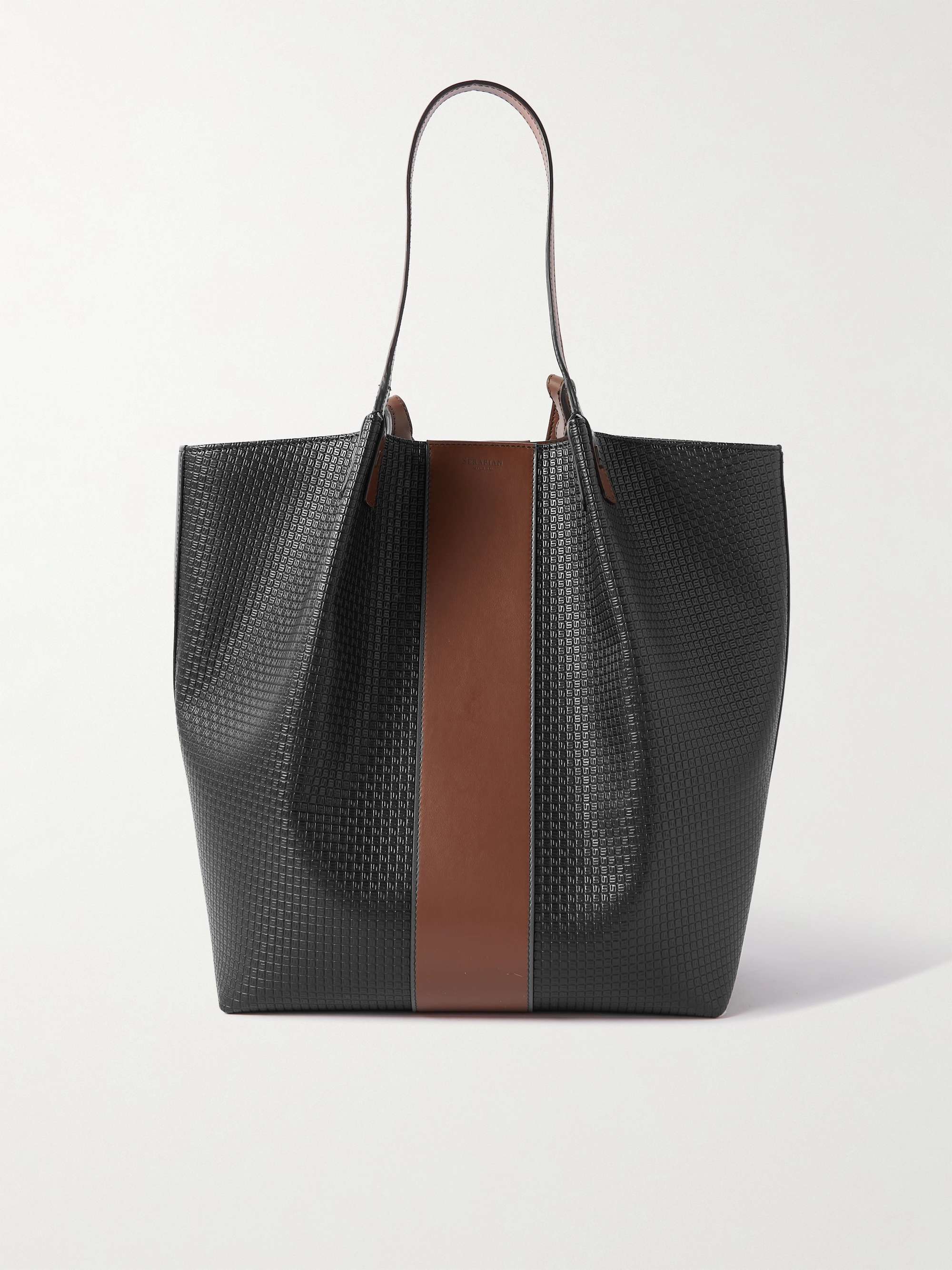 SERAPIAN Leather-Trimmed Stepan Coated-Canvas Tote Bag