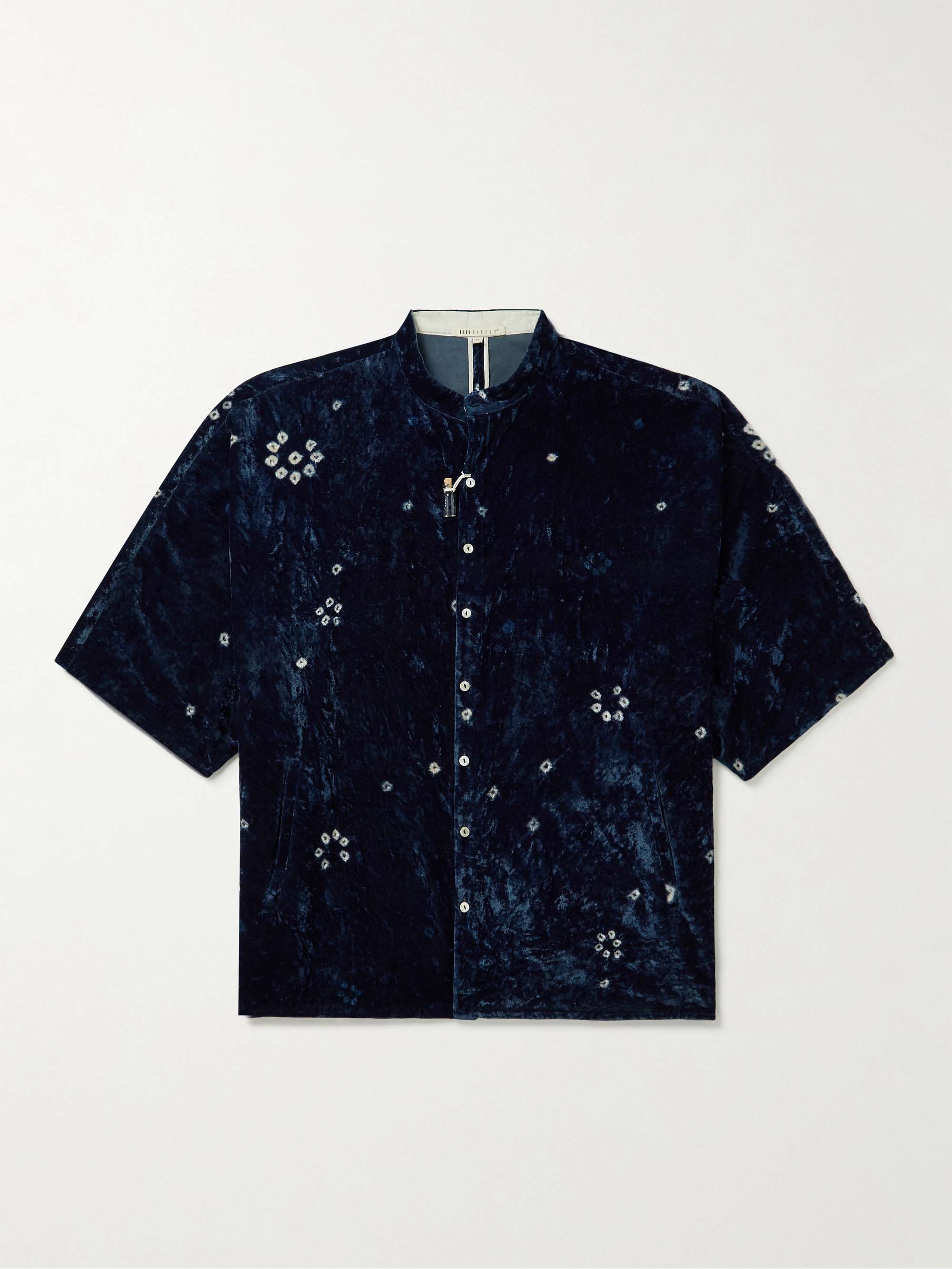 11.11/ELEVEN ELEVEN Grandad-Collar Embroidered Silk and Cotton-Blend Shirt