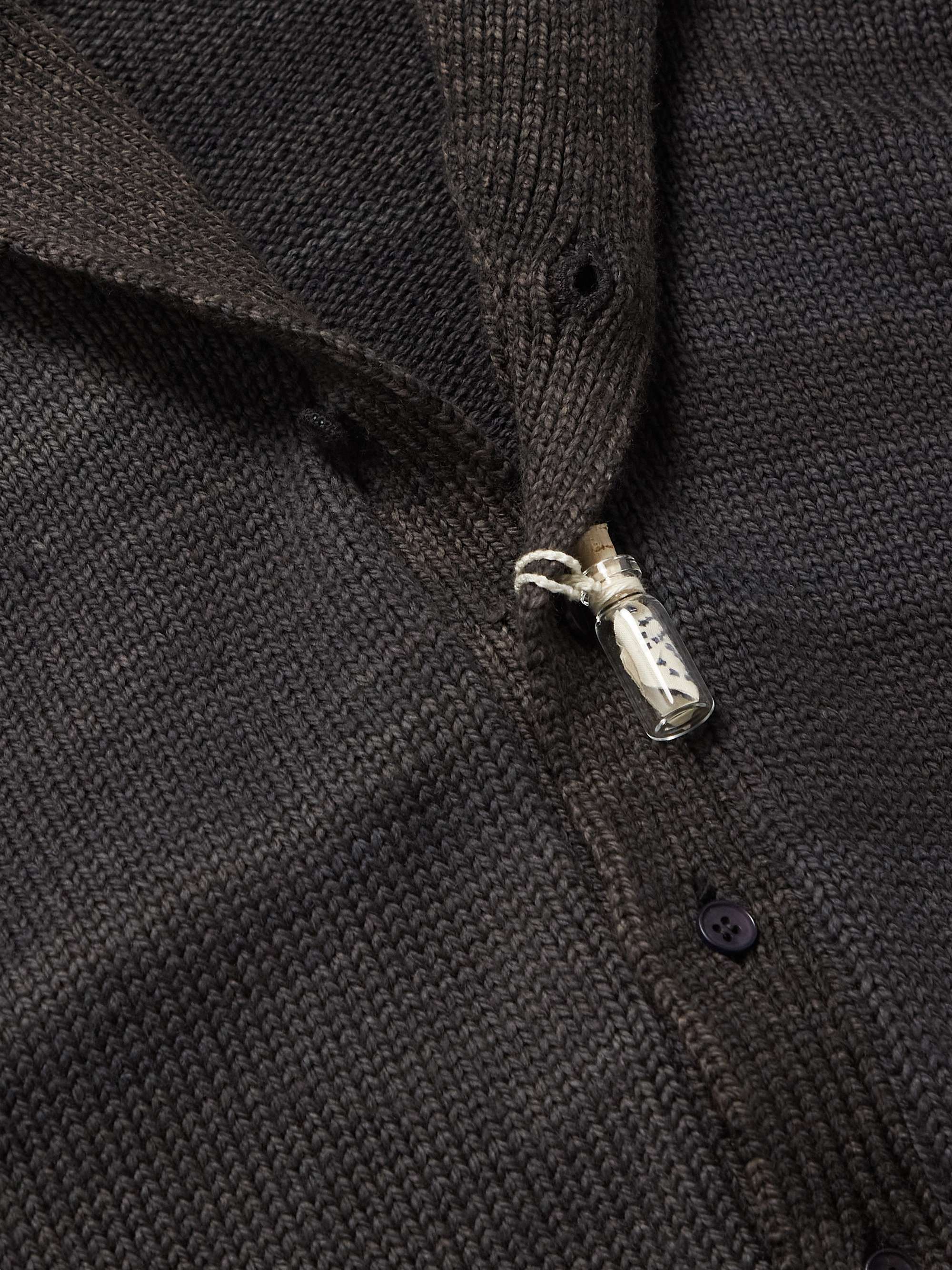11.11/ELEVEN ELEVEN Shawl Collar Garment-Dyed Ribbed Merino Wool Cardigan