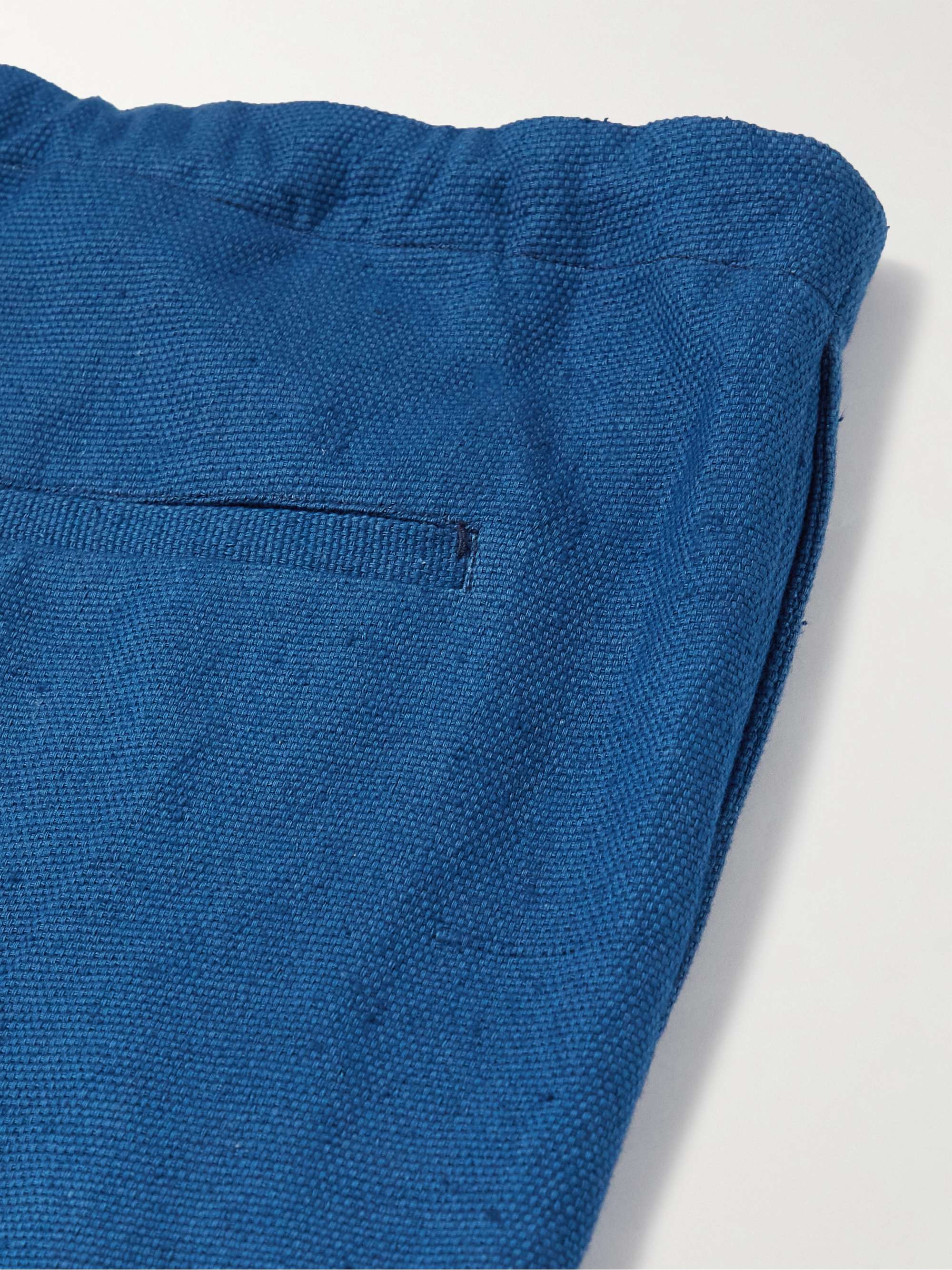 11.11/ELEVEN ELEVEN Tapered Indigo-Dyed Organic Cotton Drawstring Trousers