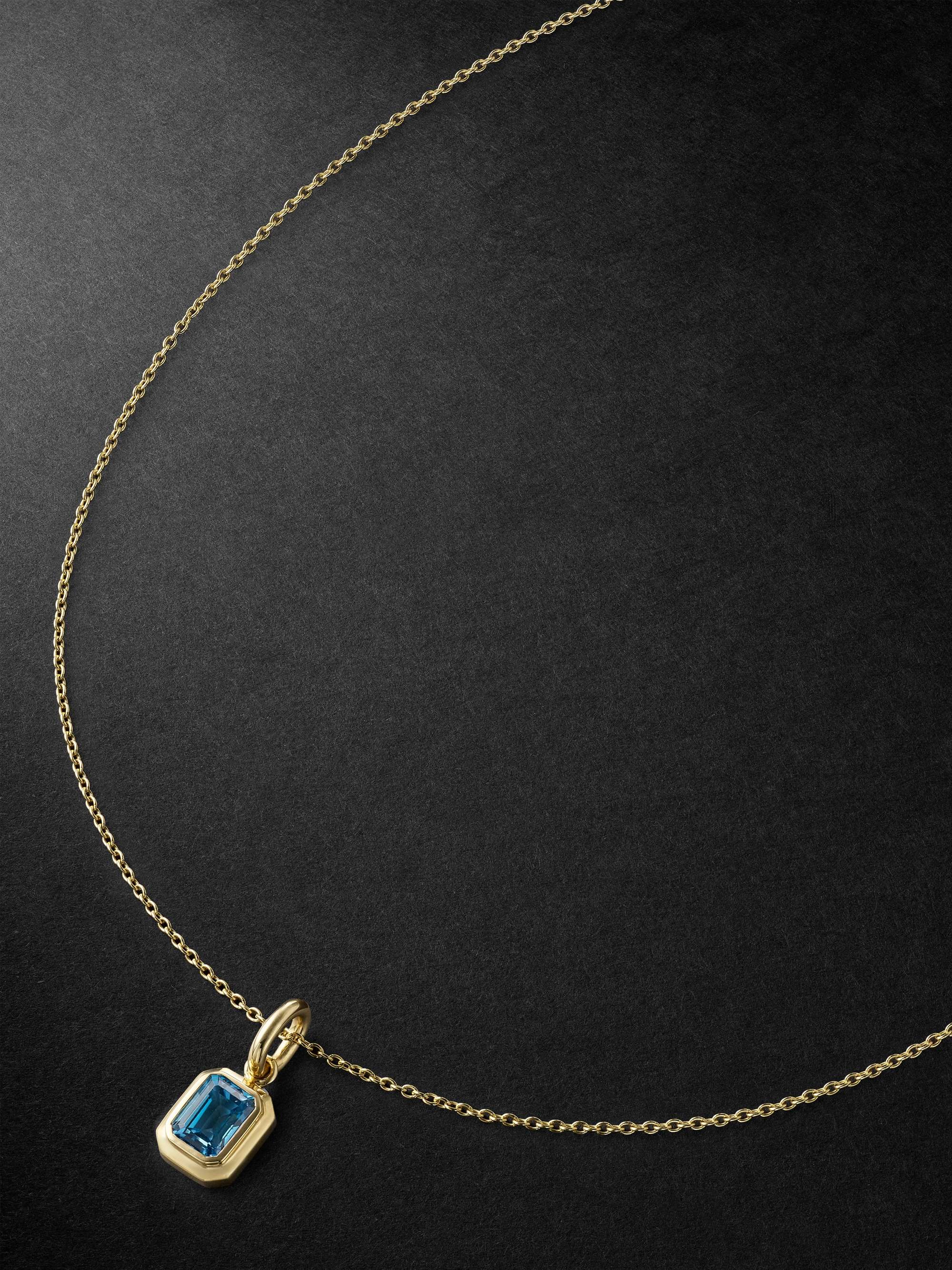 42 SUNS Small 14-Karat Gold Blue Topaz Pendant Necklace