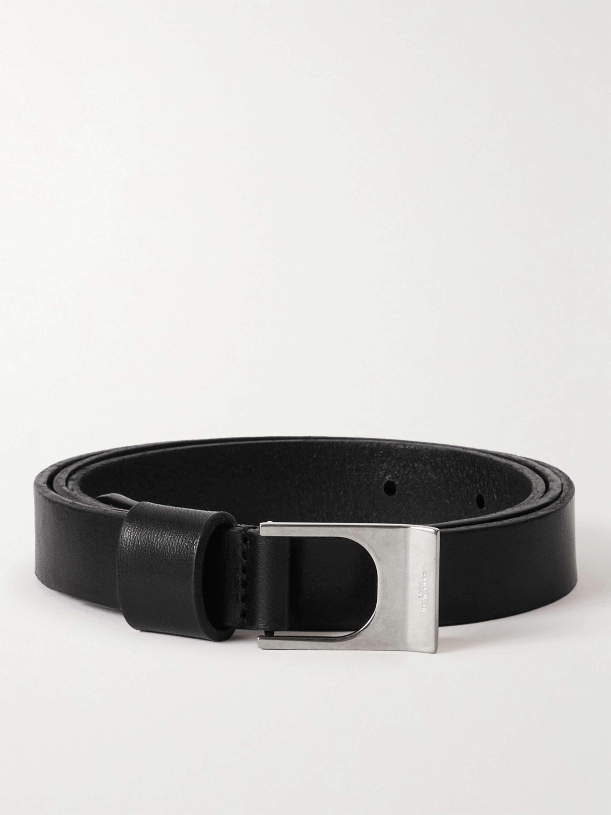 Mens Belts Saint Laurent Belts for Men Saint Laurent 2cm Ysl Buckle Leather Belt in Black White 
