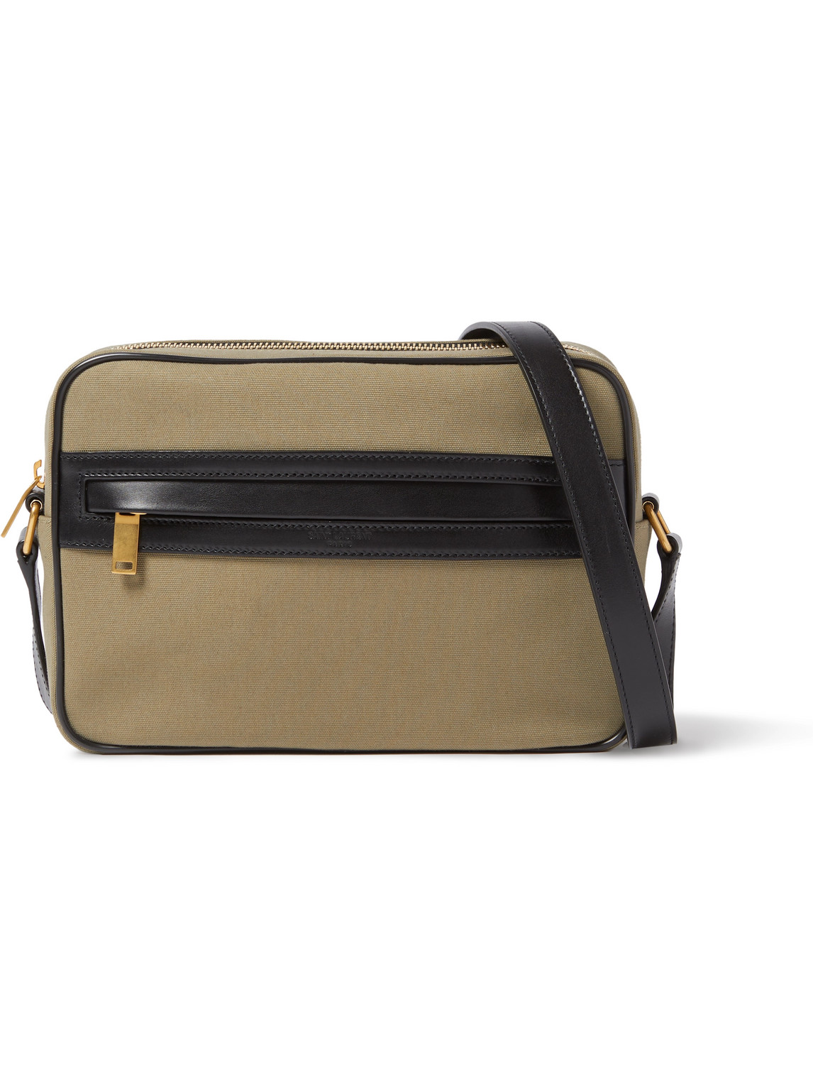 Saint Laurent Camp Leather-trimmed Econyl Messenger Bag In Green | ModeSens
