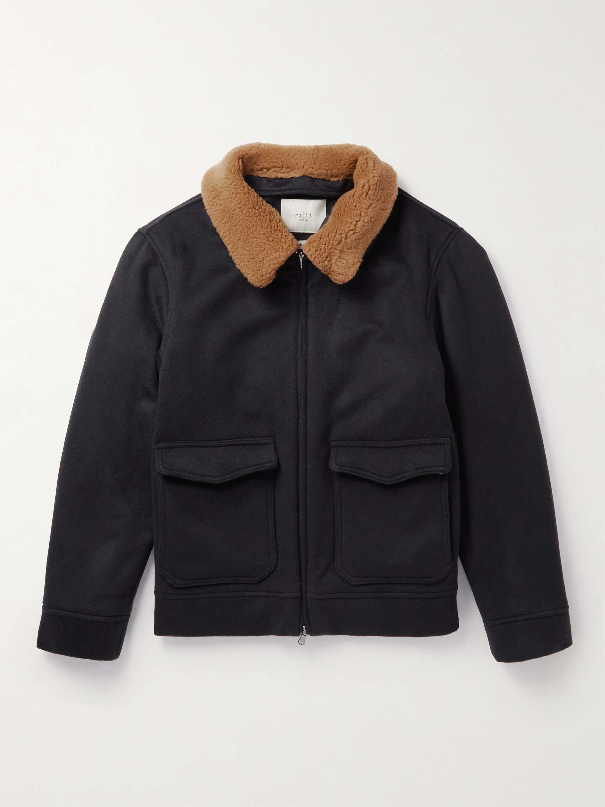 ALTEA Cork Wool-Trimmed Cashmere Bomber Jacket