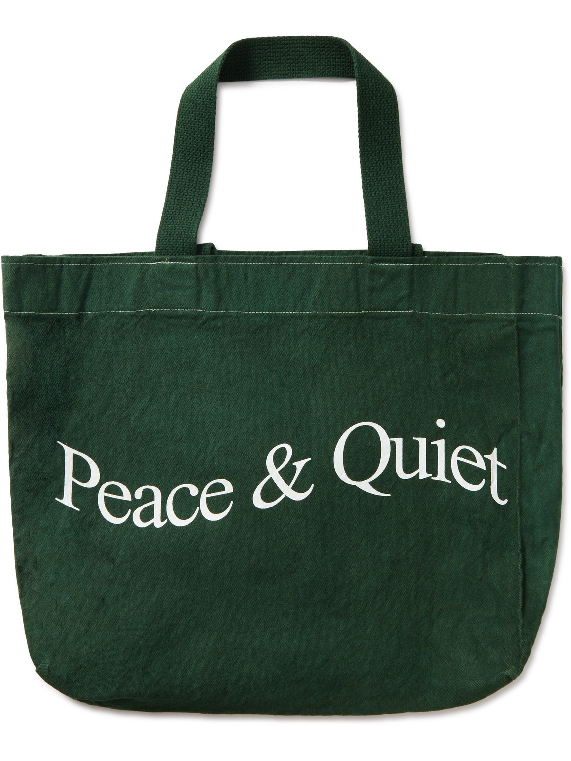 Museum Of Peace And Quiet Wordmark Logo-print Cotton-canvas Tote Bag In Green