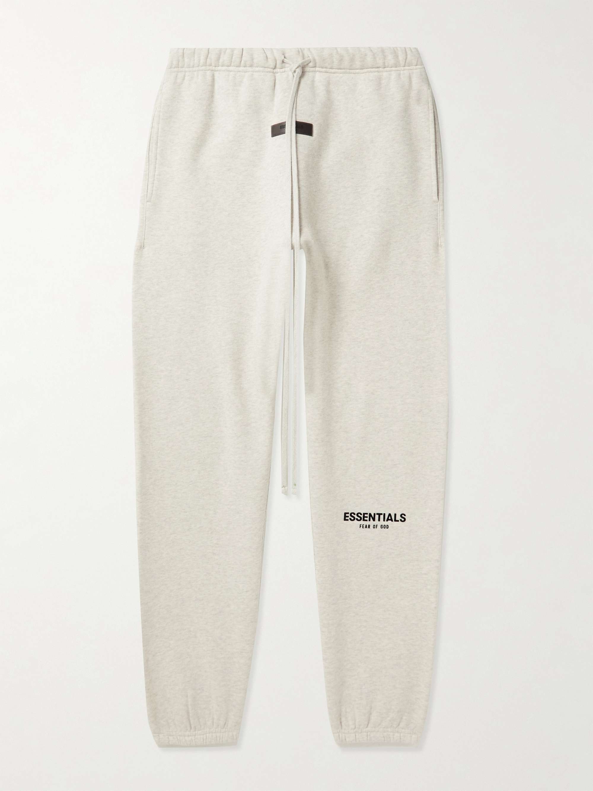 FEAR OF GOD ESSENTIALS Tapered Logo-Flocked Cotton-Blend Jersey Sweatpants