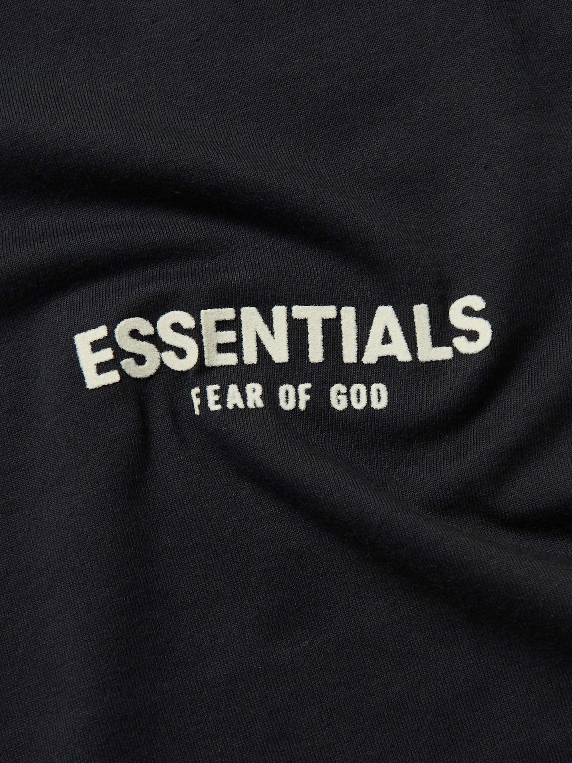 Black Logo-Flocked Cotton-Jersey T-Shirt | FEAR OF GOD ESSENTIALS KIDS ...