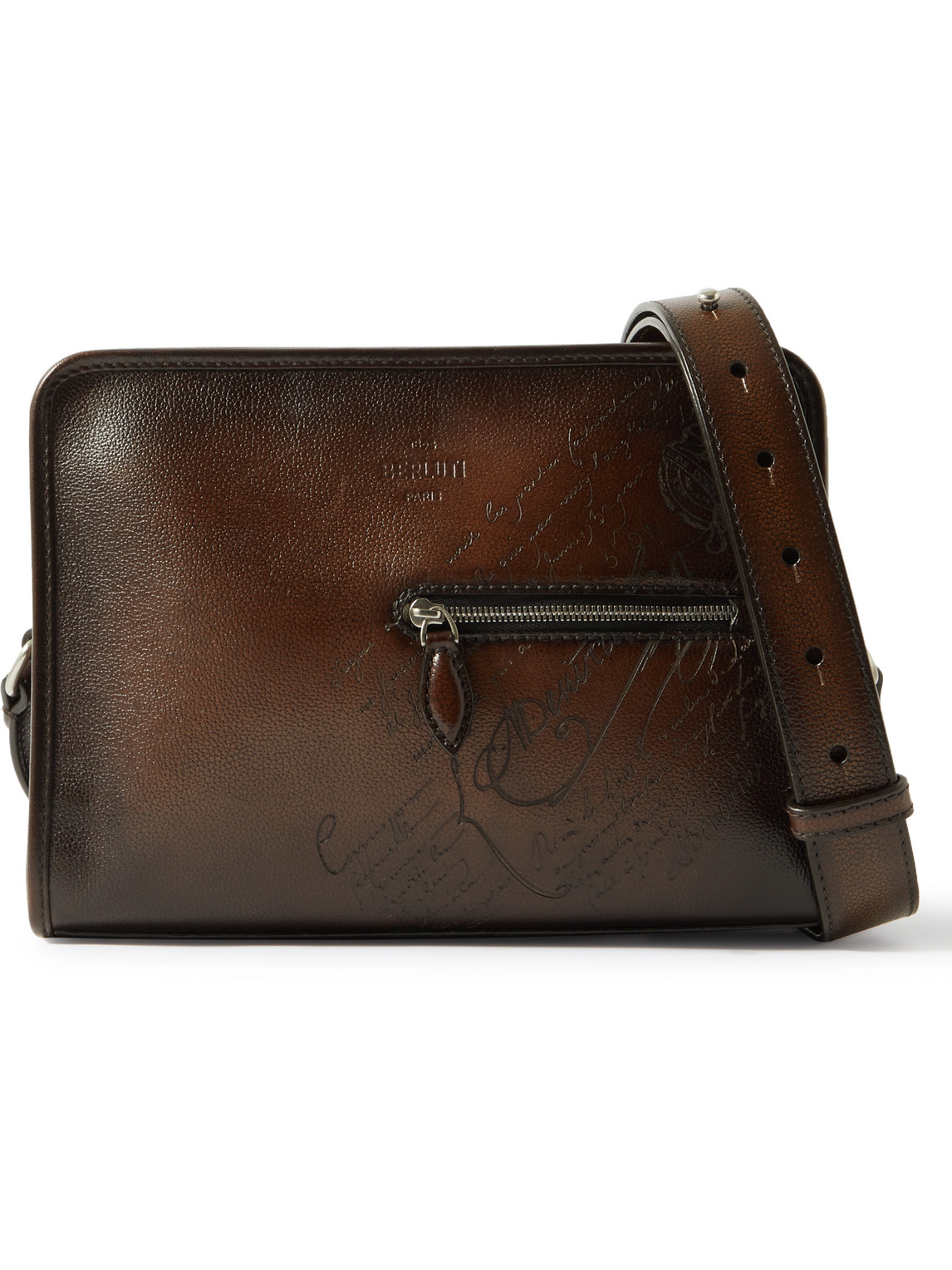Berluti Scritto Venezia Textured-leather Messenger Bag In Brown