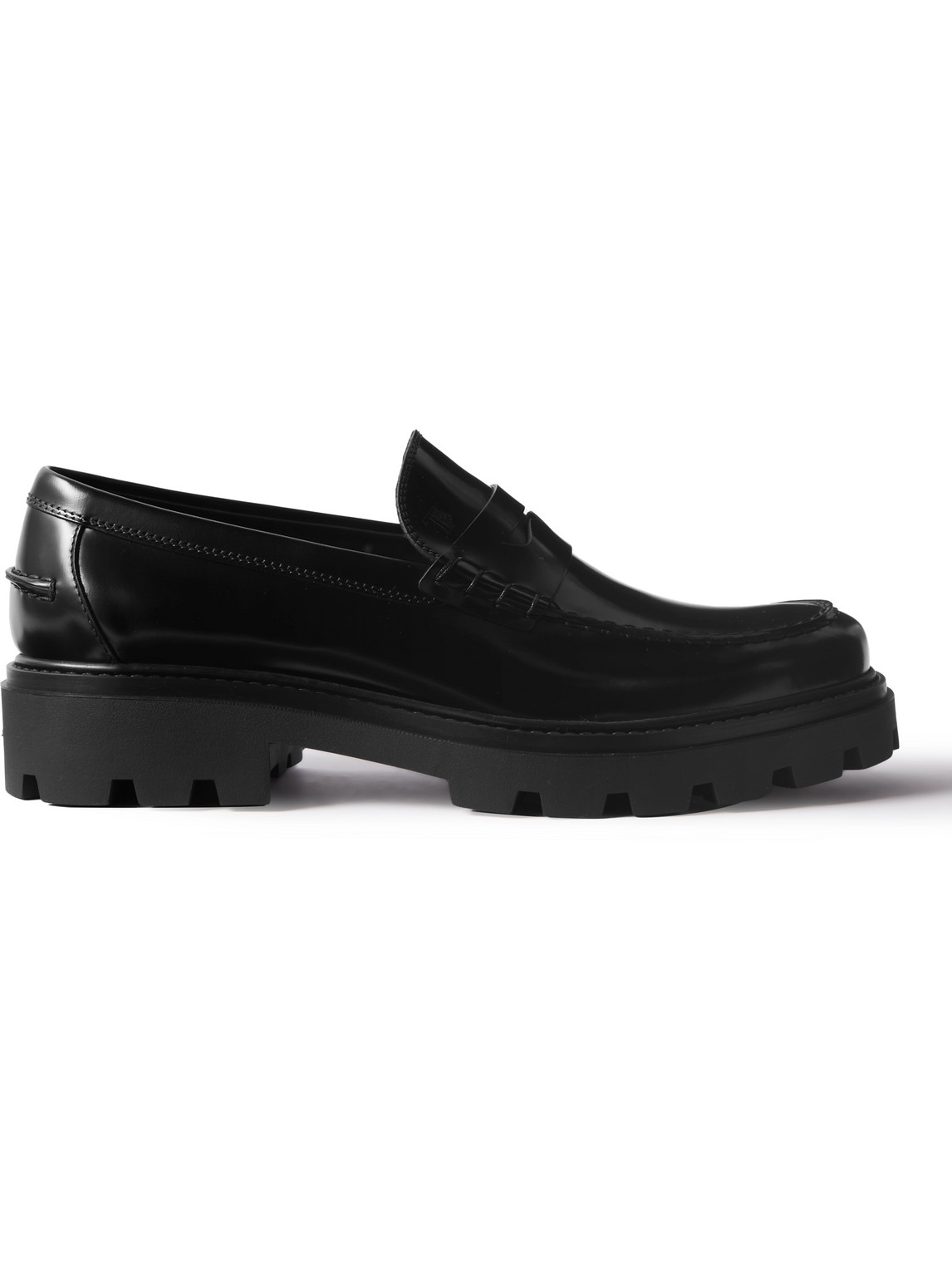 Tod's Glossed-leather Penny Loafers In Black