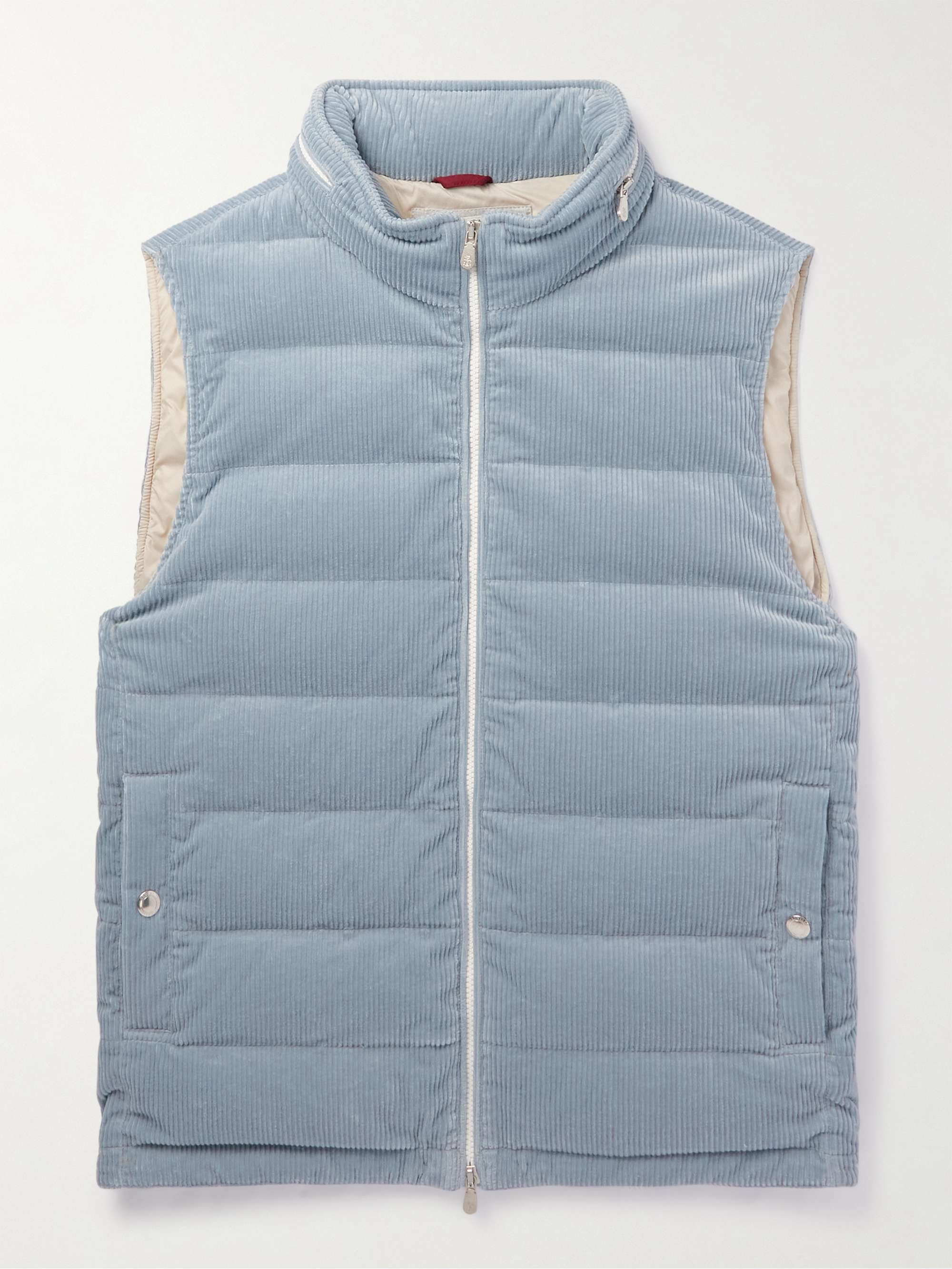 BRUNELLO CUCINELLI Quilted Cotton-Blend Corduroy Hooded Down Gilet