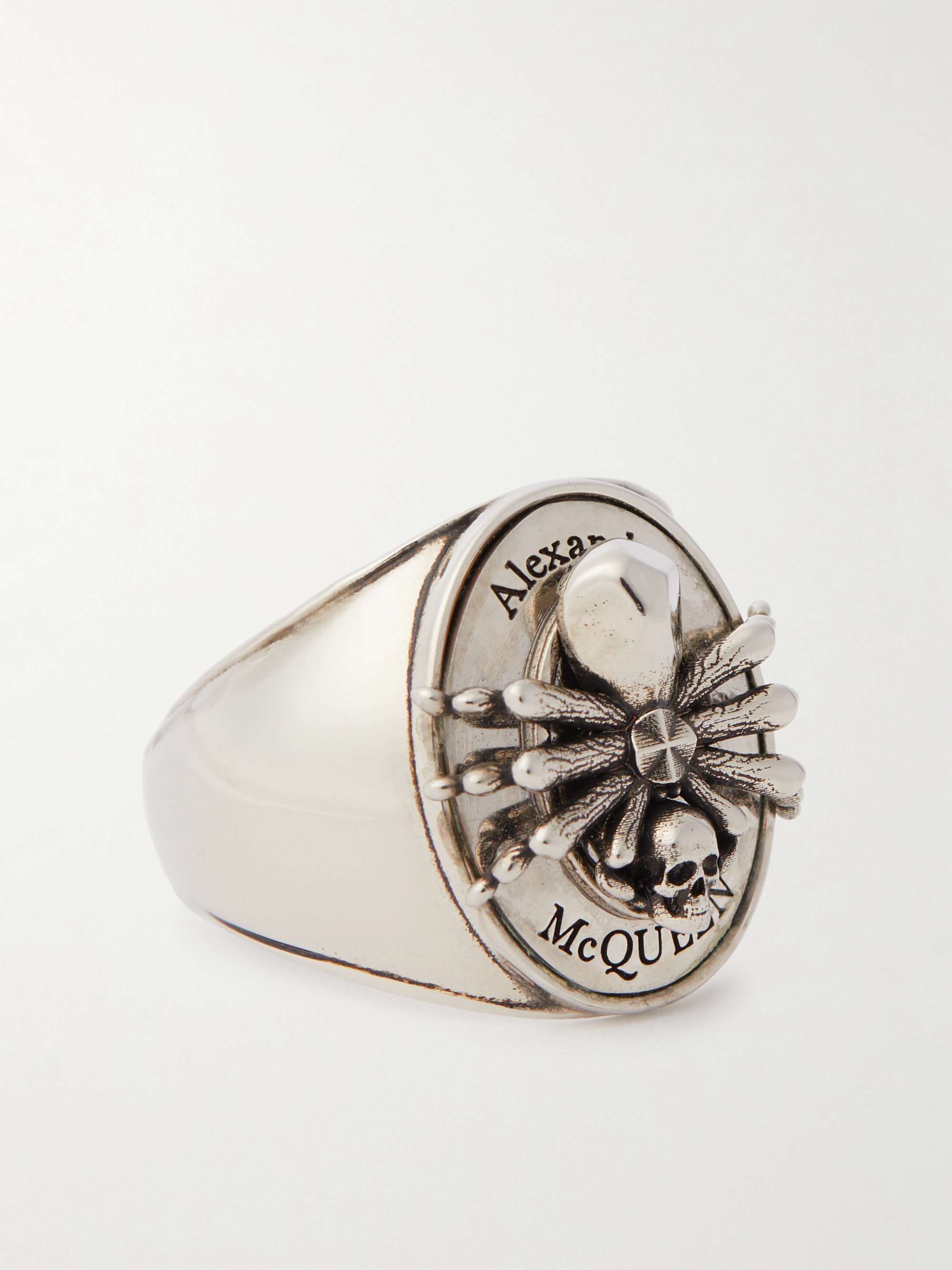 for Men Mens Jewellery Rings Alexander McQueen Skull Metal Signet Ring in Silver Metallic 