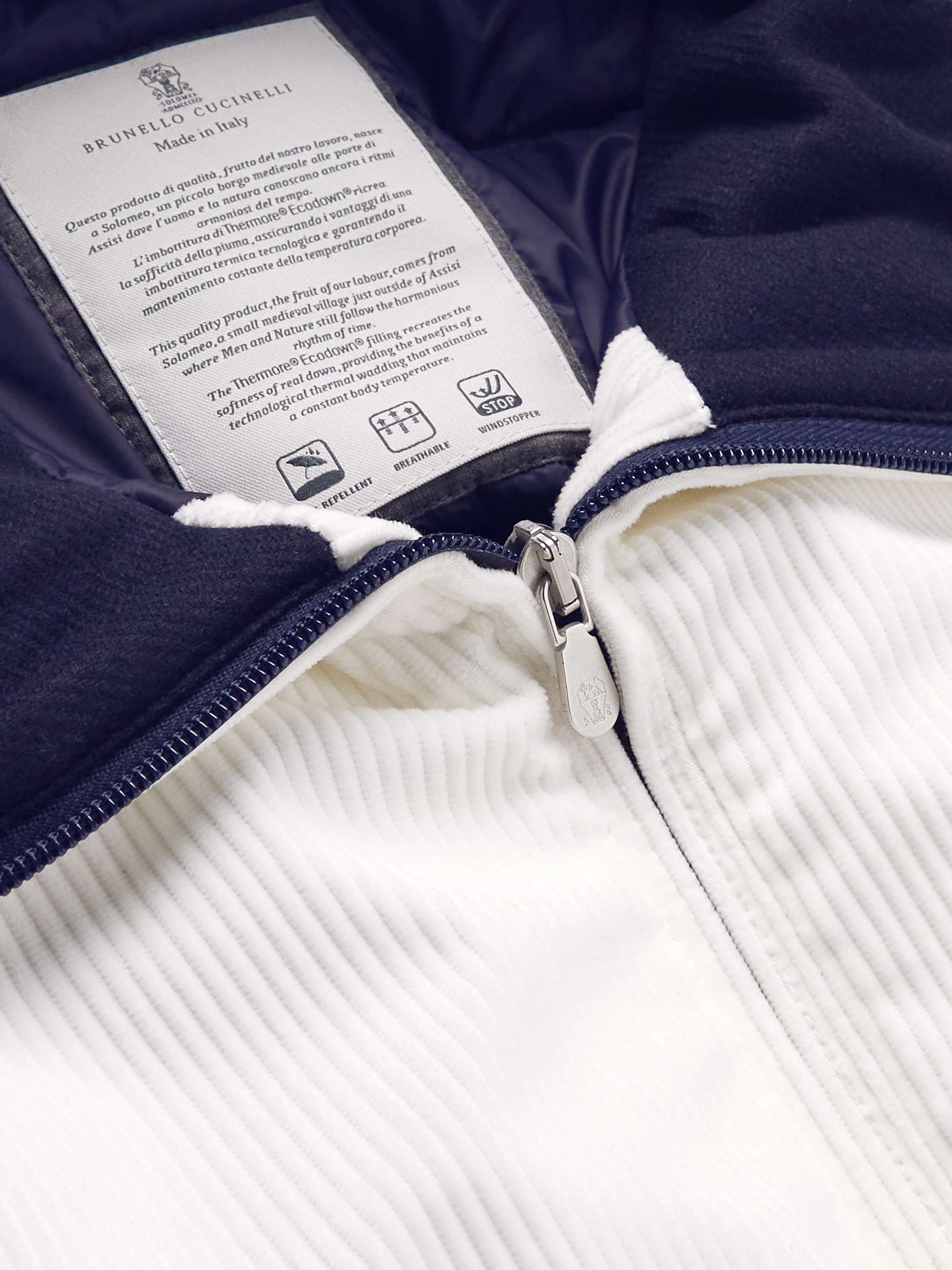 BRUNELLO CUCINELLI Logo-Embroidered Cotton-Corduroy Hooded Ski Jacket